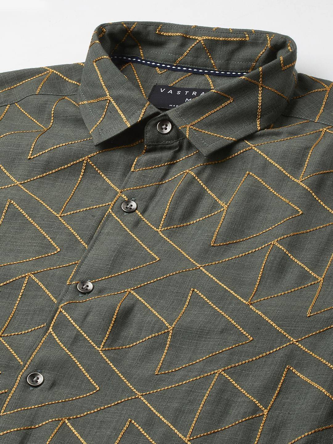 Trigon Embroidered Green Shirt Buy only at ₹699