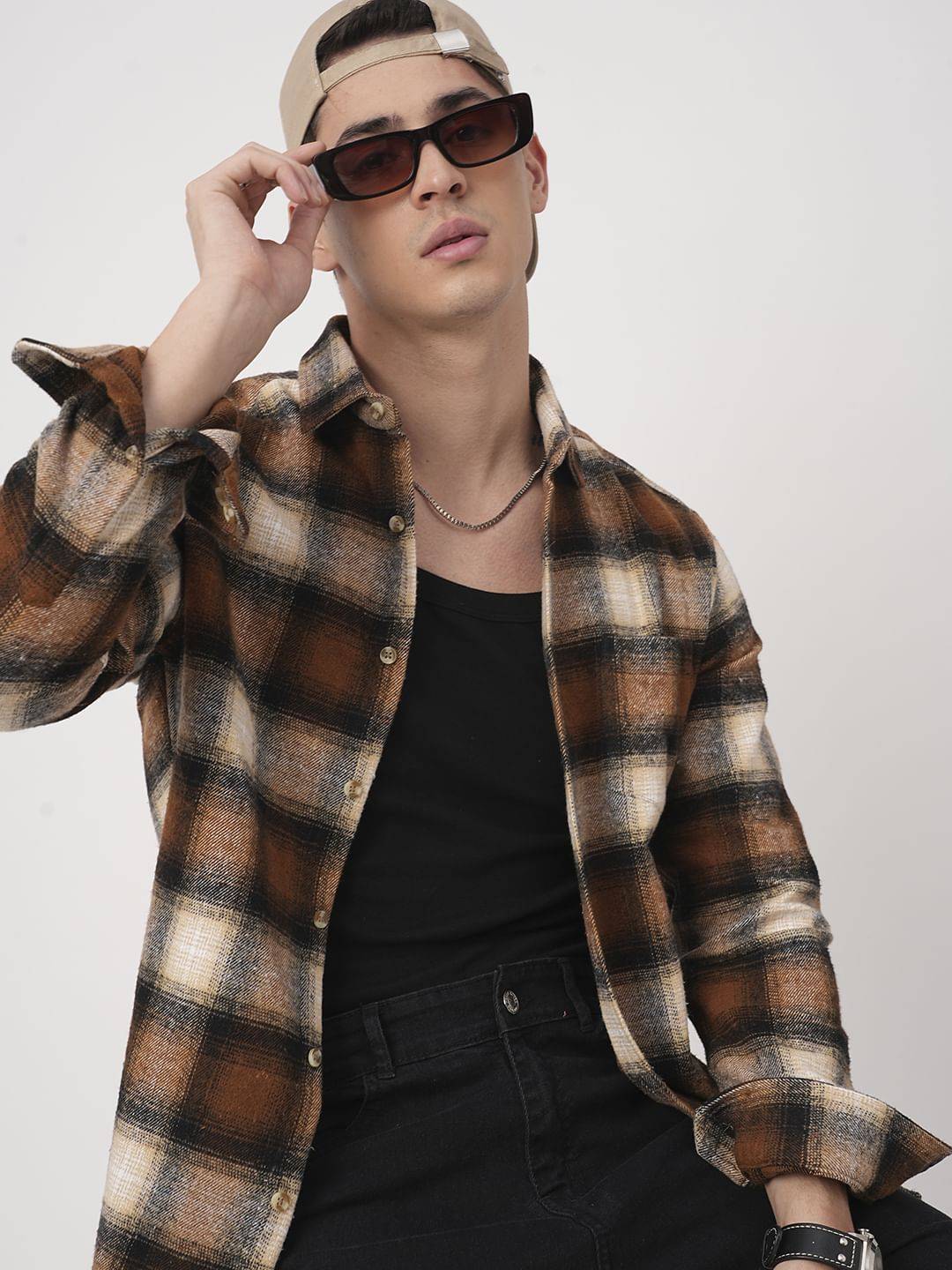 Super Soft Rust Brown Tartan Checked Flannel Shirt Buy only at ₹799