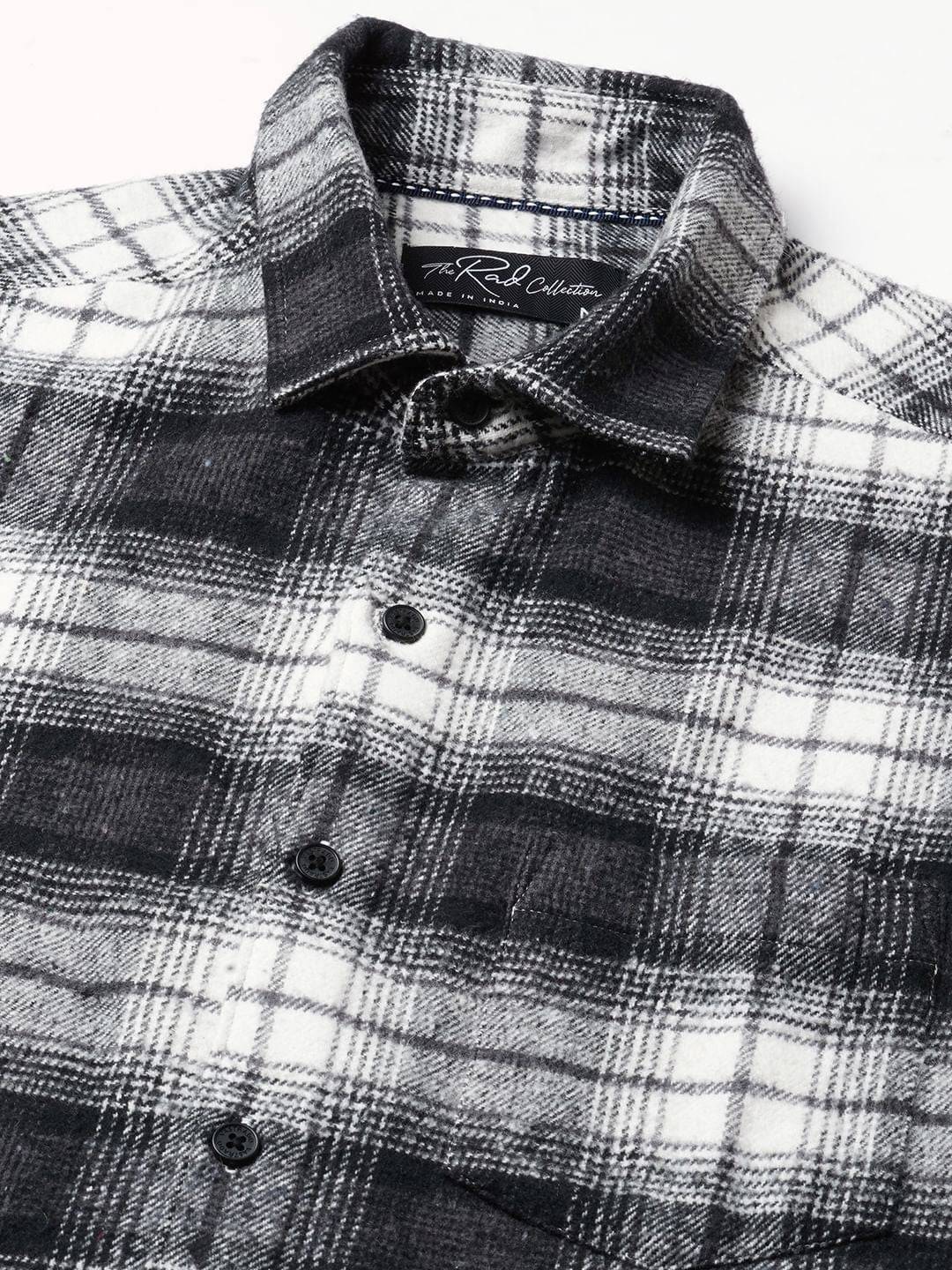 Super Soft Black & White Tartanique Checks Flannel Shirt Buy only at ₹799