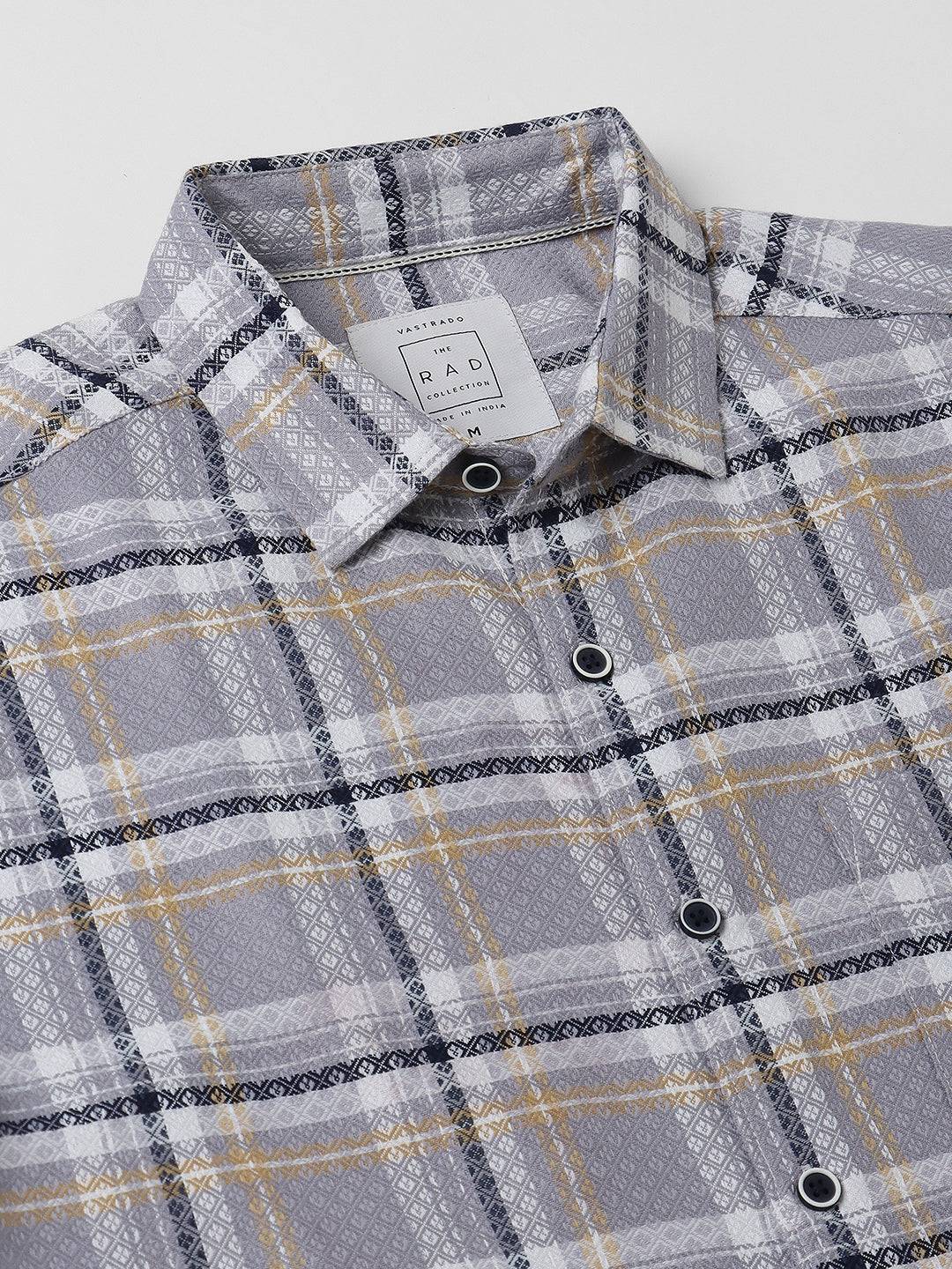 Fossil Grey Diamond Jacquard Checkered Shirt Buy only at ₹659
