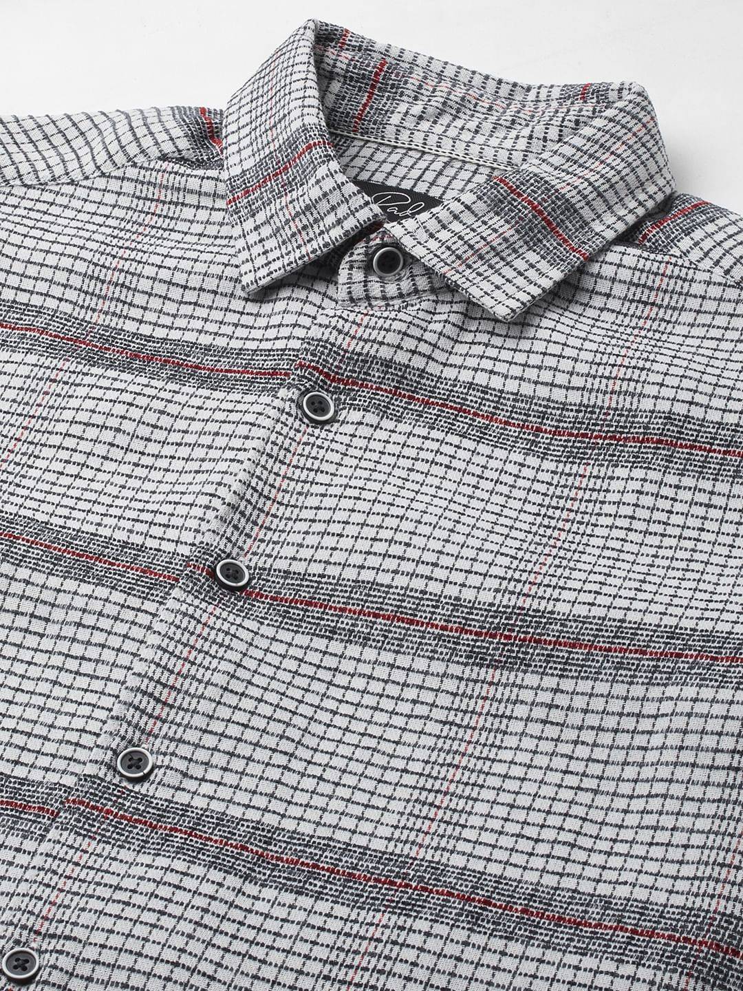 Panache White & Navy Textured Mini Checks Shirt Buy only at ₹799