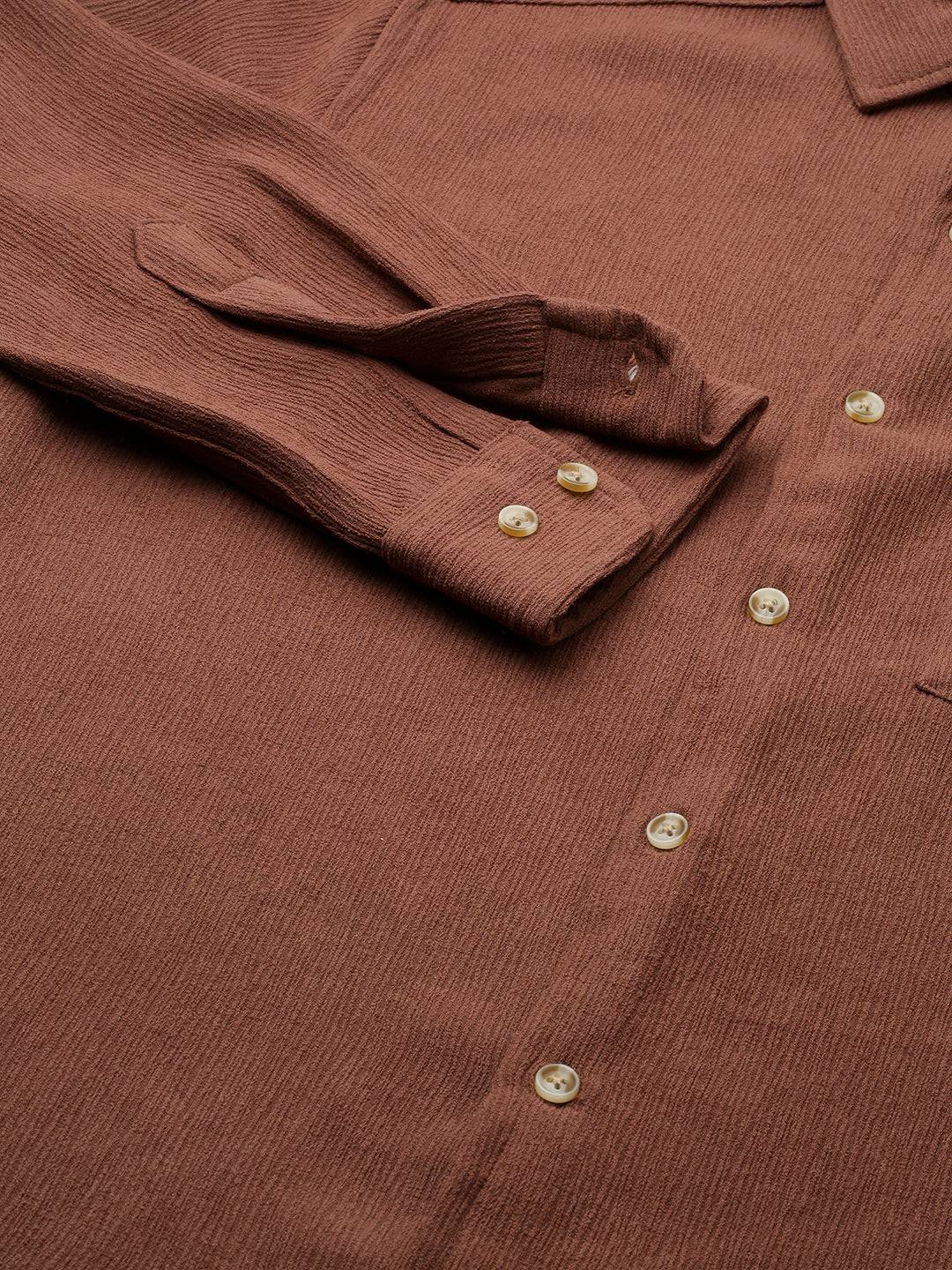 Sauve Cinnamon Brown Crepe Shirt Buy only at ₹699