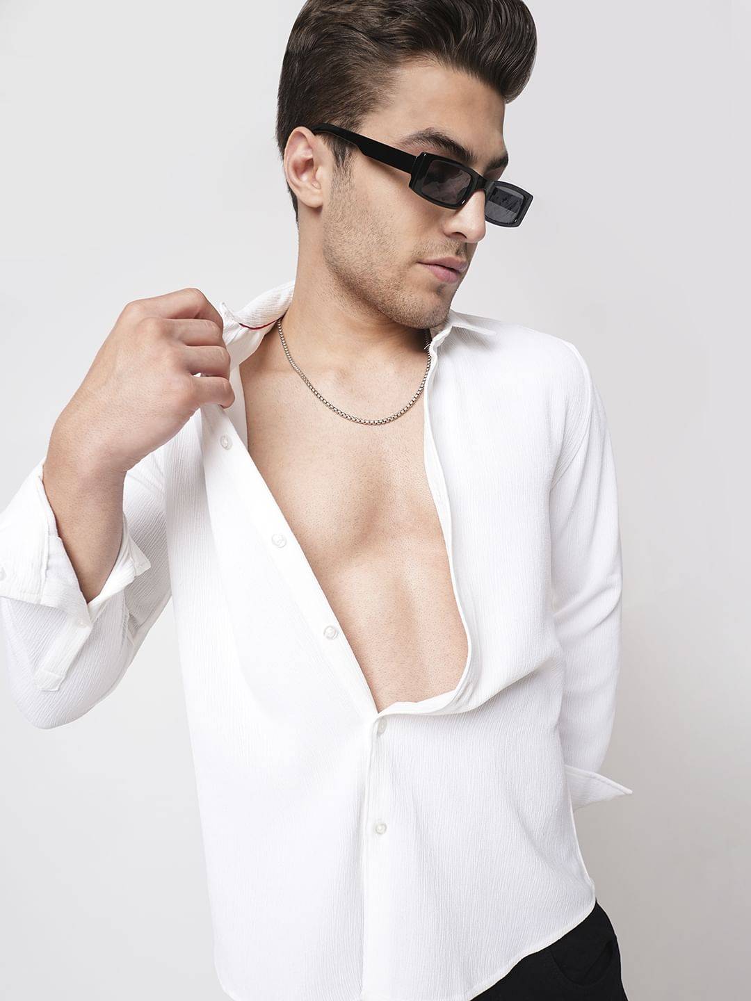 Debonair White Crepe Shirt Buy only at ₹699