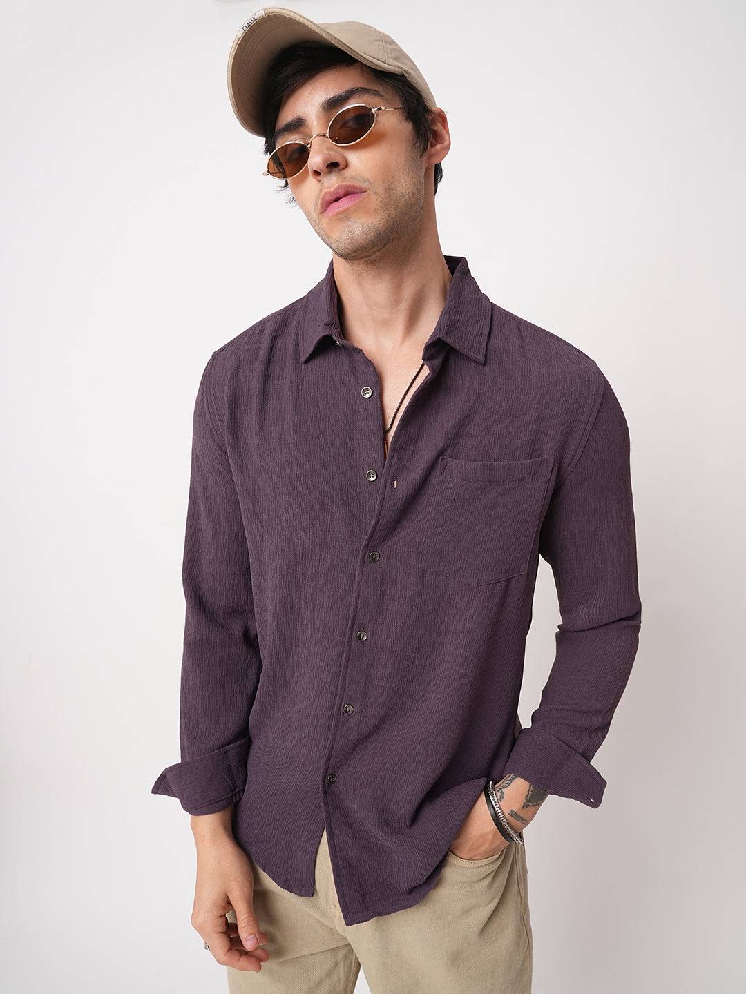 Debonair Purple Crepe Shirt Buy only at ₹699
