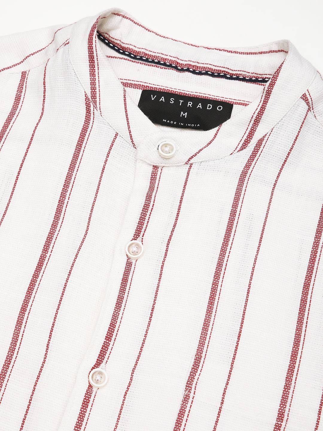 White & Maroon Pin Striped Shirt Buy only at ₹599