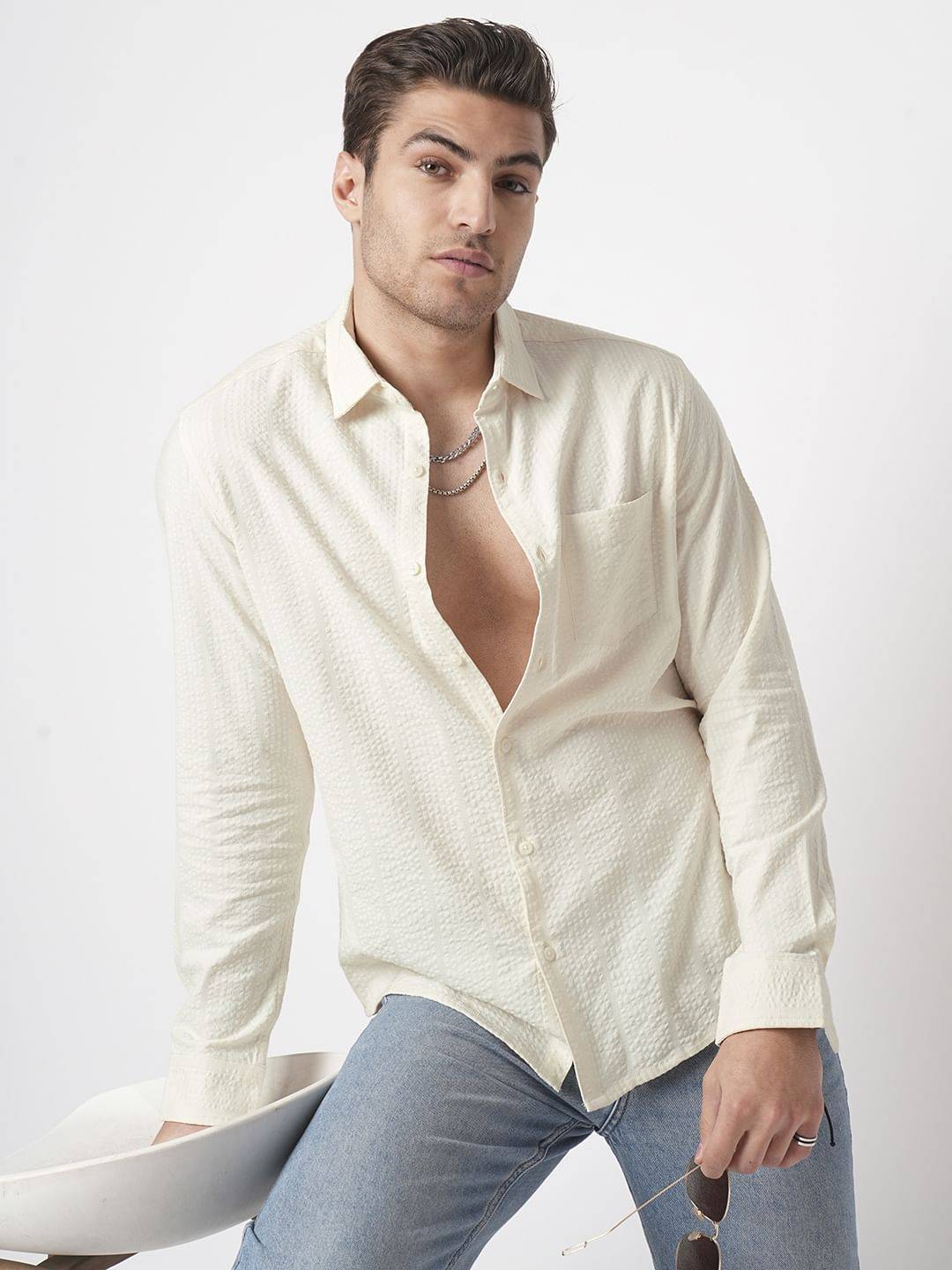 Ivory Seersucker Shirt Buy only at ₹699