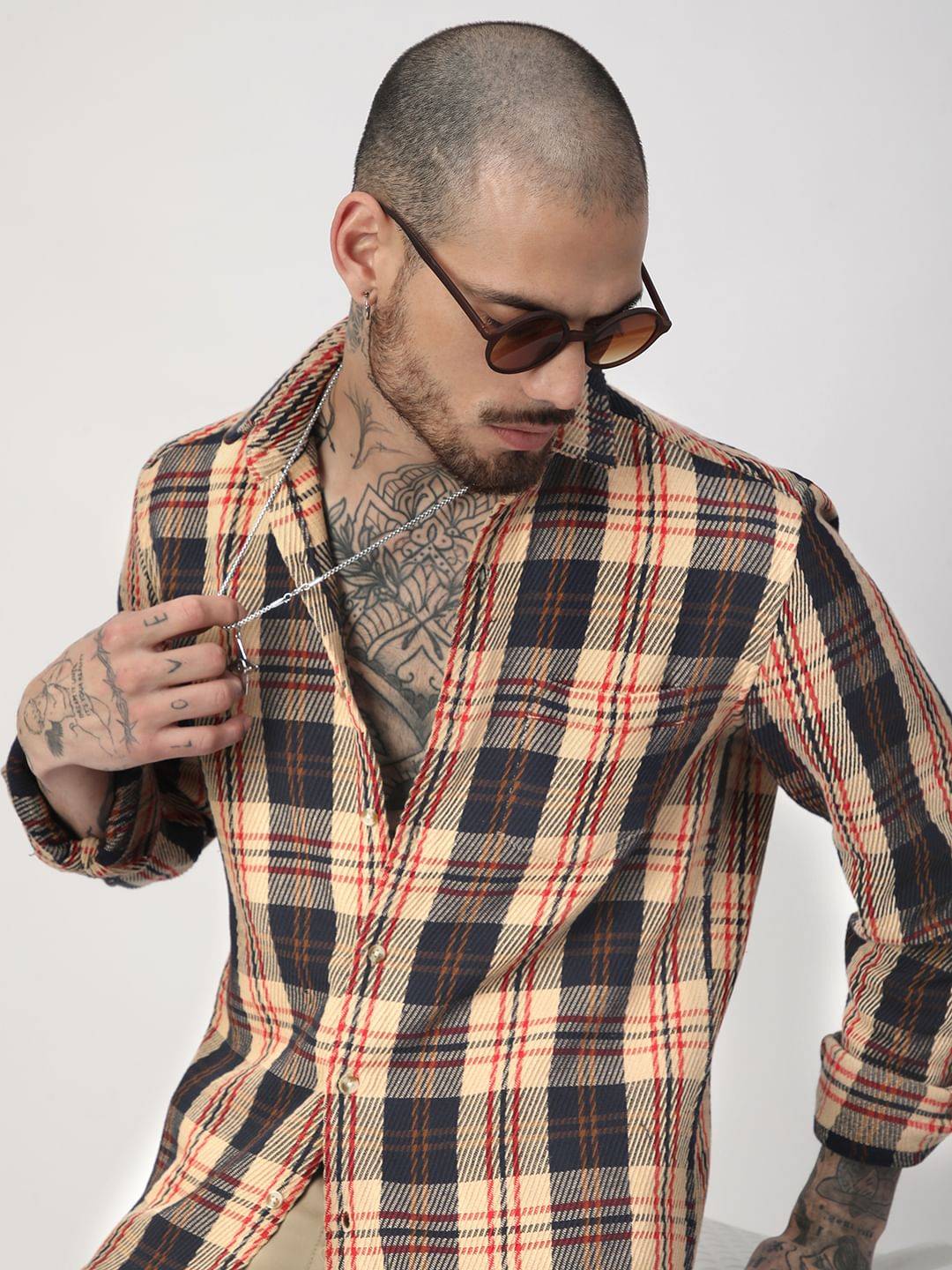 Multicolour Heavy Twill Jacquard Shirt Buy only at ₹759