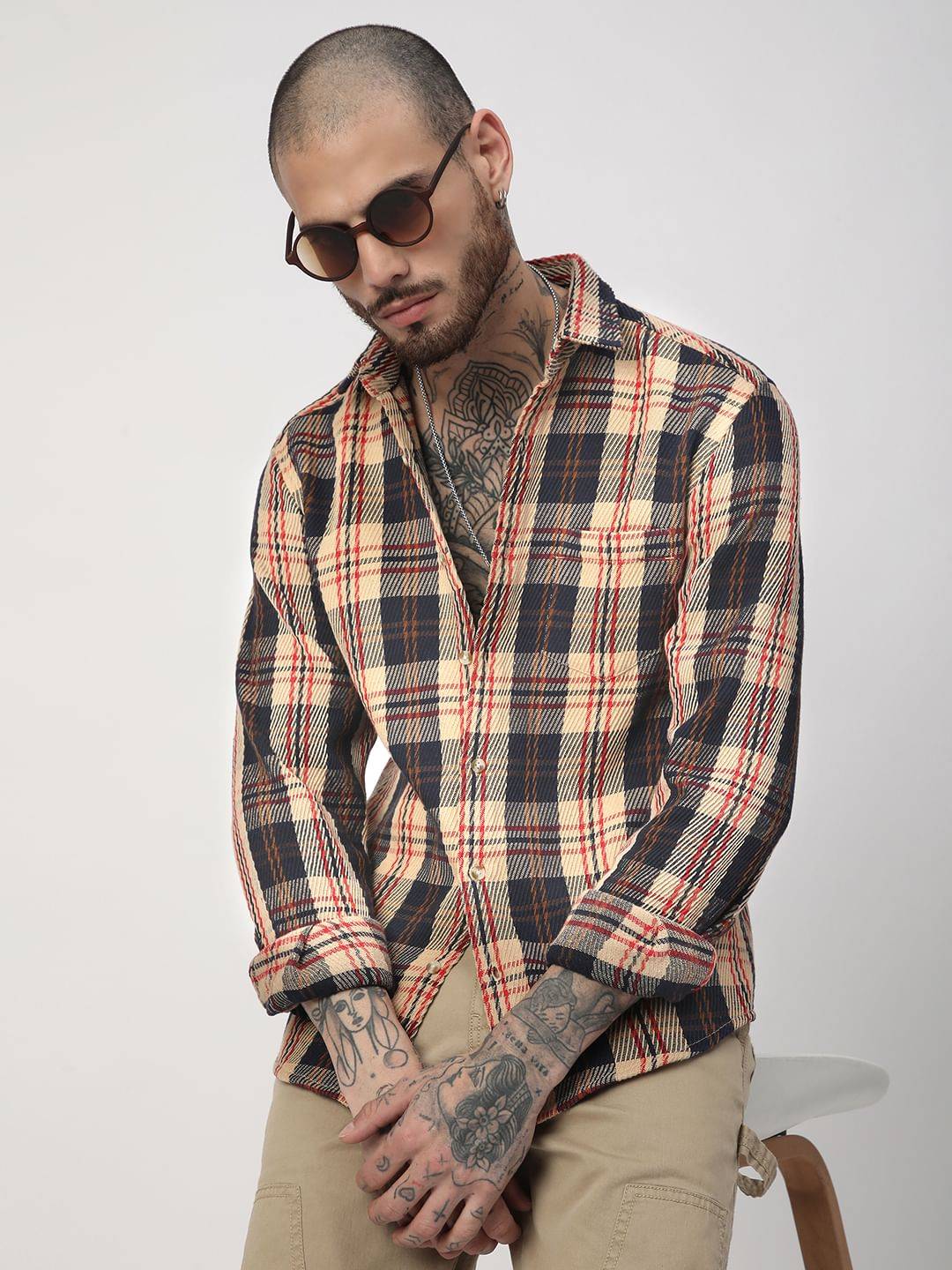 Multicolour Heavy Twill Jacquard Shirt Buy only at ₹759