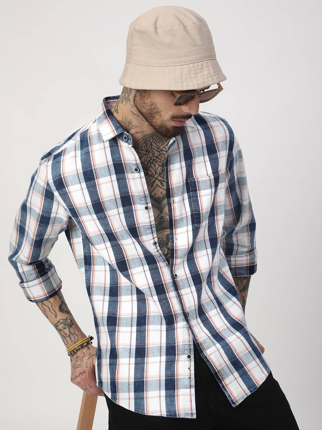 Twilight Navy & White Plaid Checks Shirt Buy only at ₹759