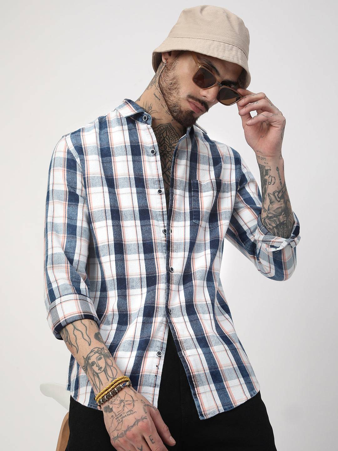 Twilight Navy & White Plaid Checks Shirt Buy only at ₹759