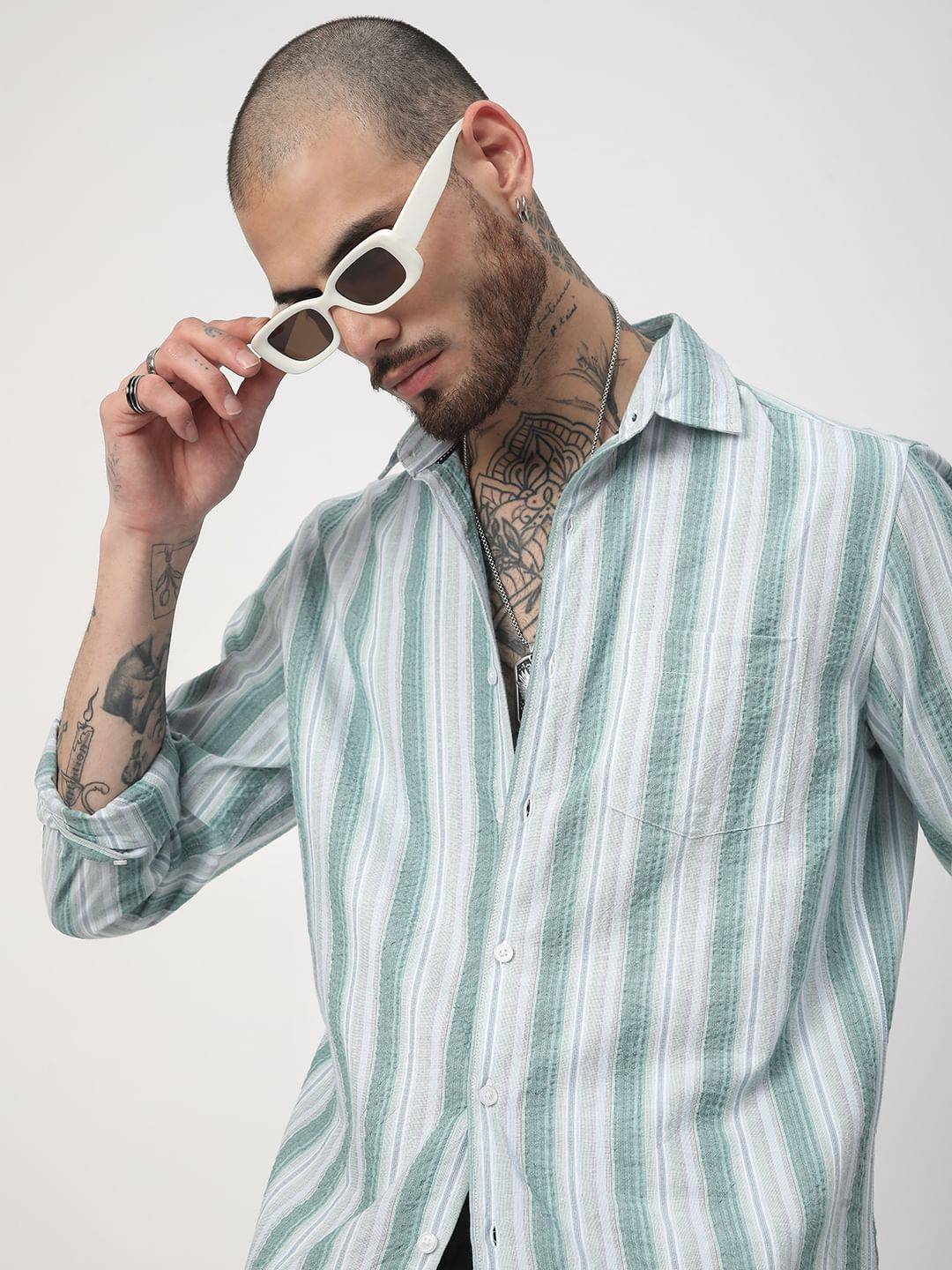 Multicolour Seersucker Striped Shirt Buy only at ₹659