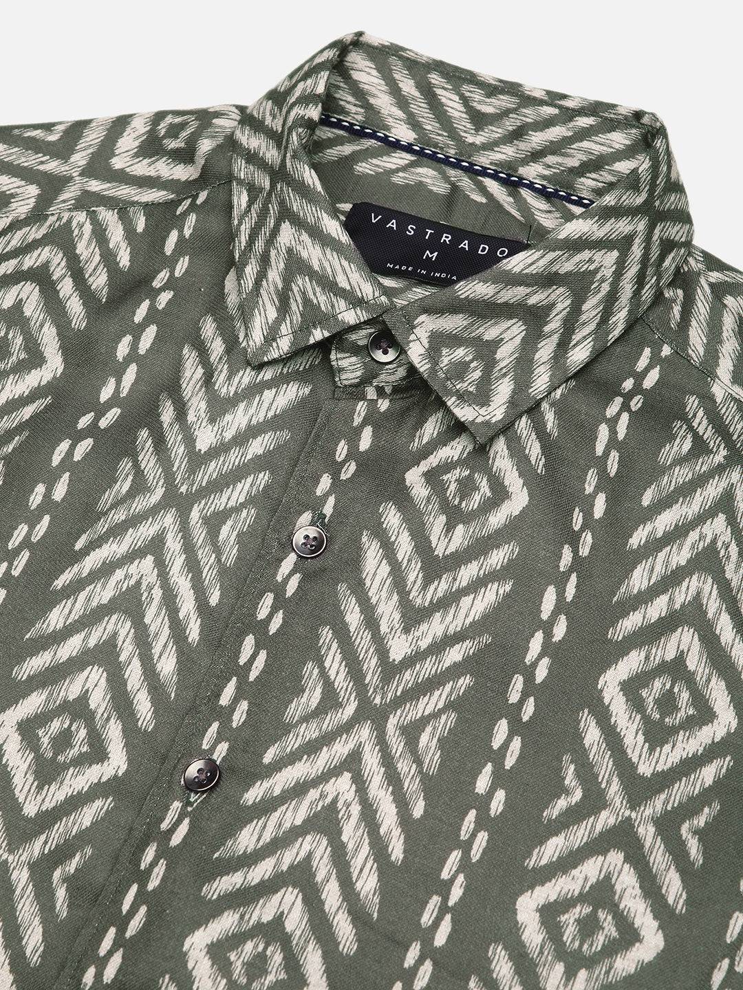 Fern Green Ikat Printed Shirt Buy only at ₹494