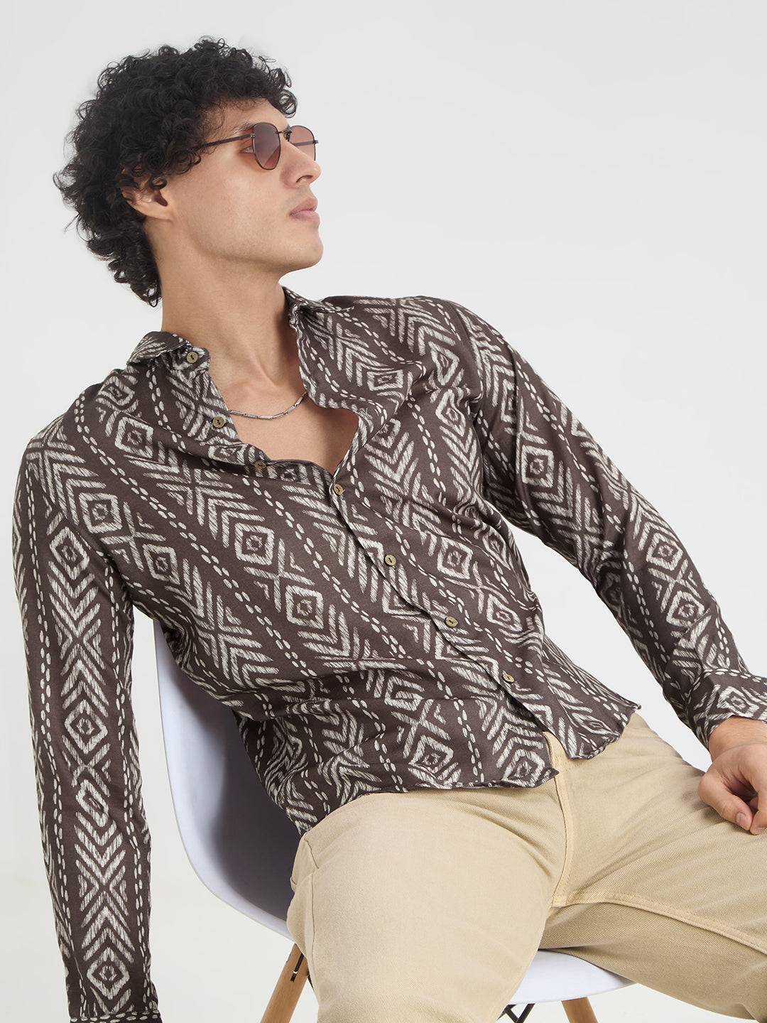 Penny Brown Ikat Printed Shirt Buy only at ₹659