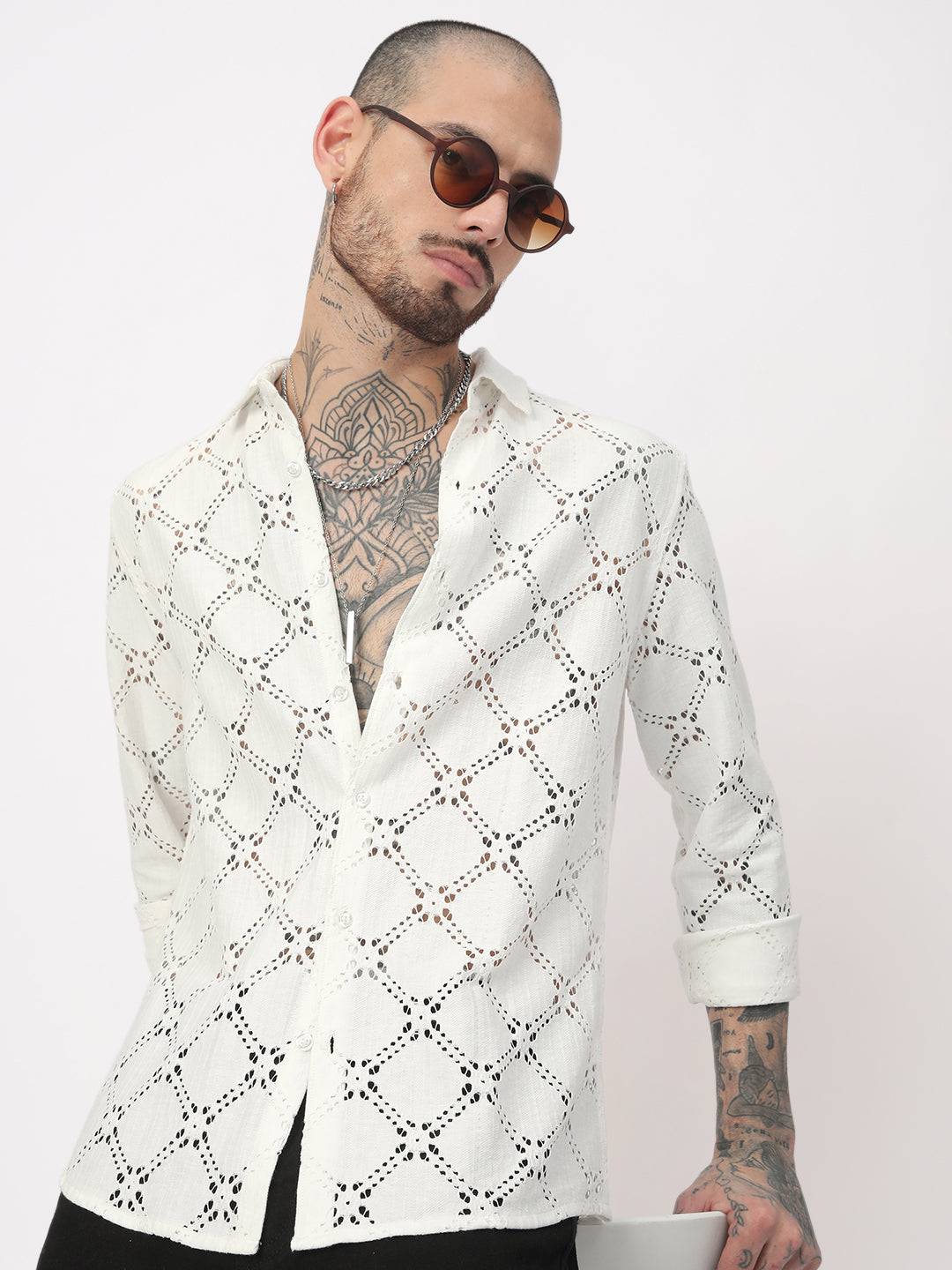 Snow White Crochet Shirt Buy only at ₹799