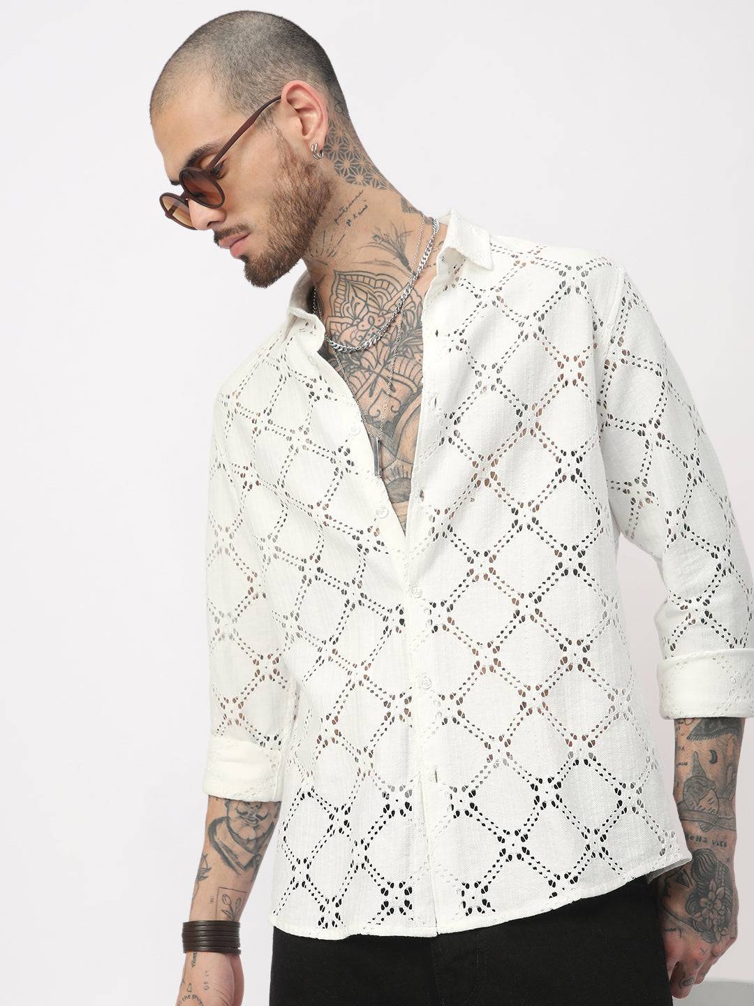 Snow White Crochet Shirt Buy only at ₹799