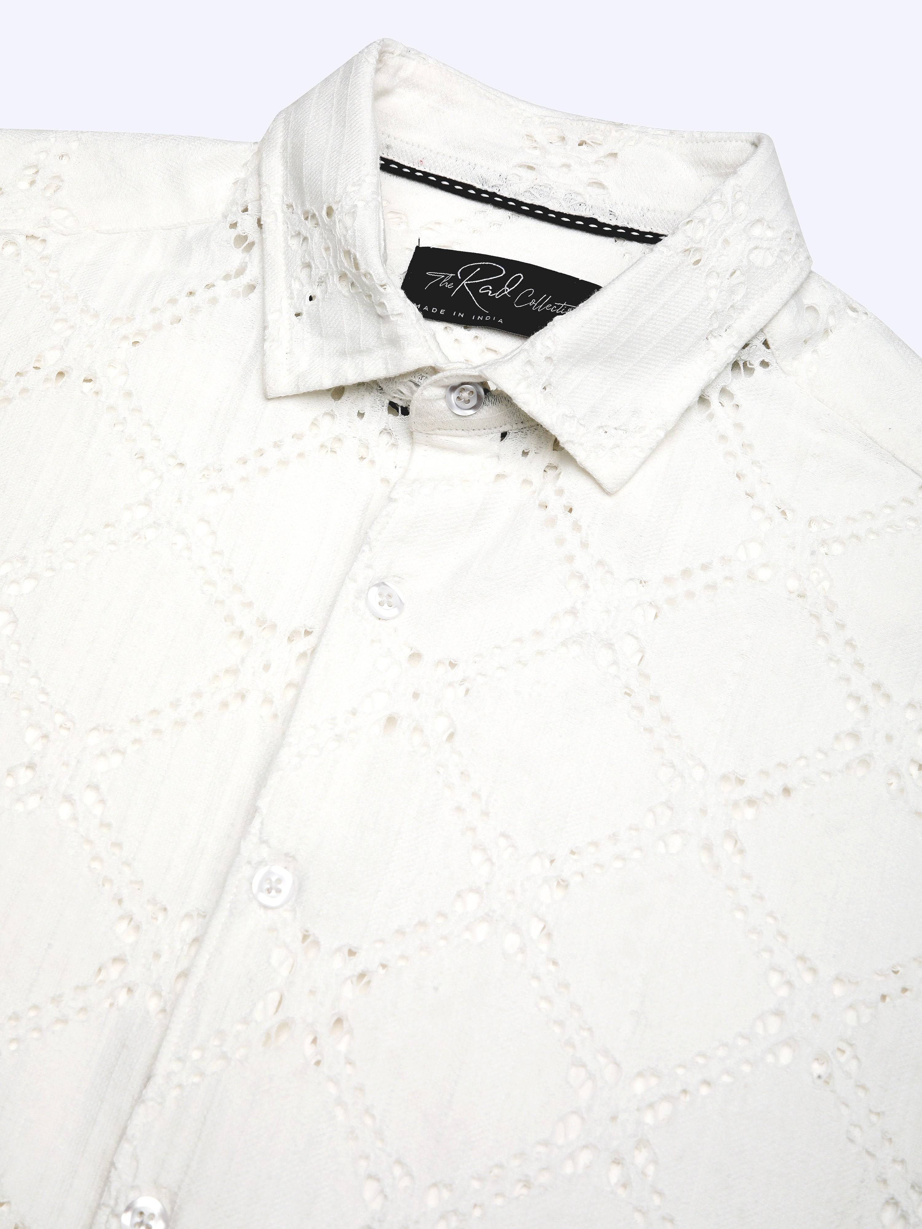 Snow White Crochet Shirt Buy only at ₹799