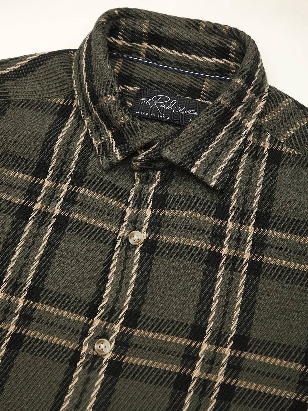Opulent Olive & Black Heavy Twill Box Checks Shirt Buy only at ₹759