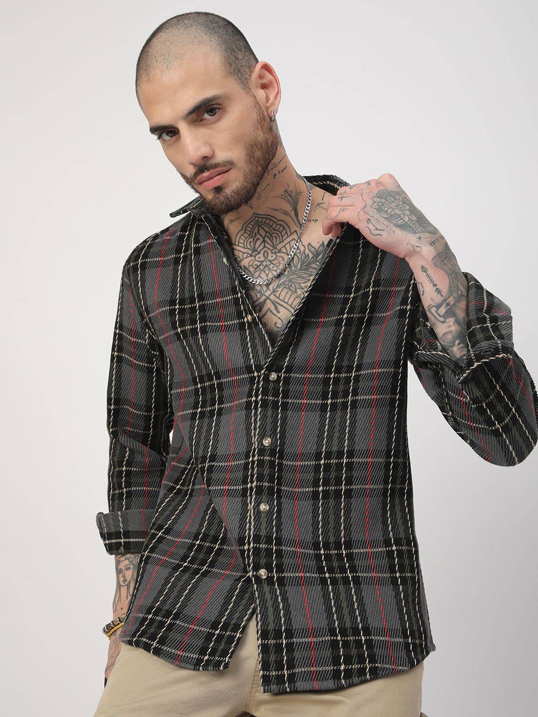 Opulent Multicolour Heavy Twill Broad Checks Shirt Buy only at ₹759