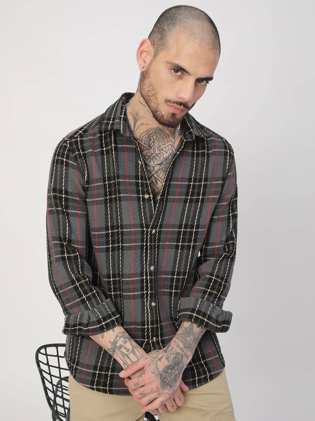 Opulent Multicolour Heavy Twill Broad Checks Shirt Buy only at ₹759