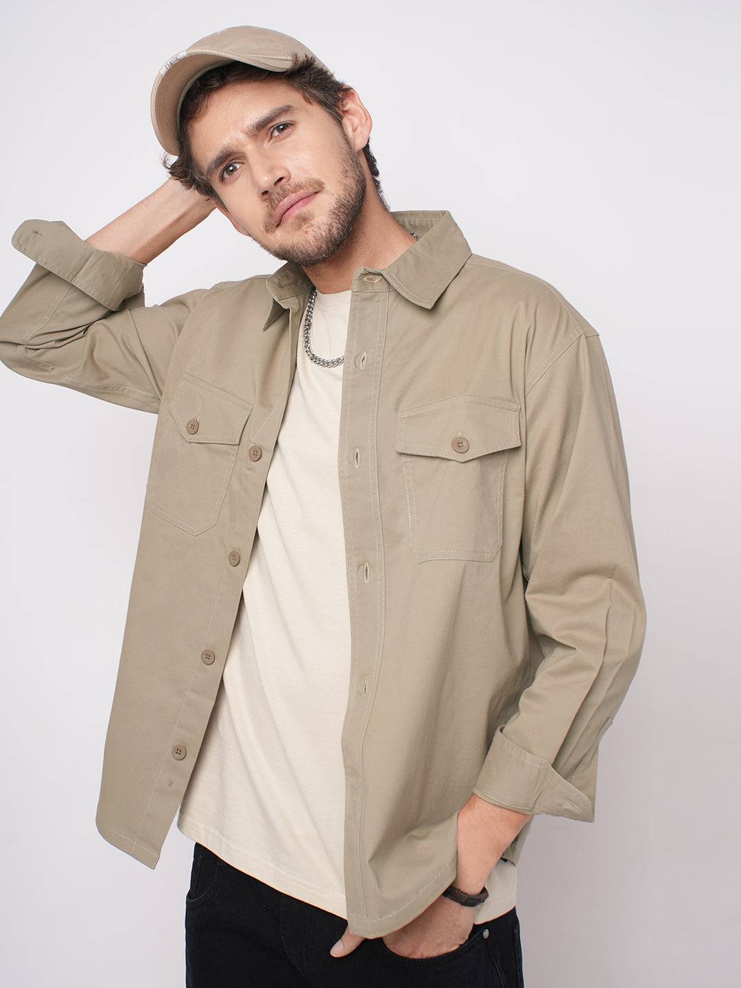 Super Soft Bridgewater Tan Double Pocket Overshirt Buy only at ₹799