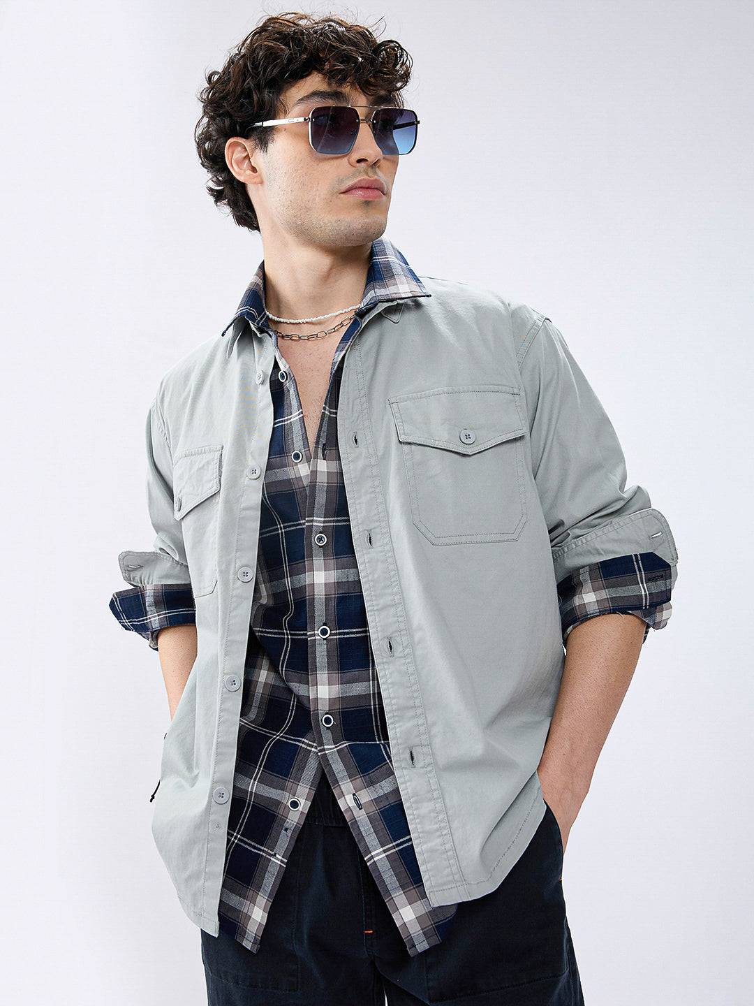 Super Soft Muted Mint Green Double Pocket Overshirt Buy only at ₹799