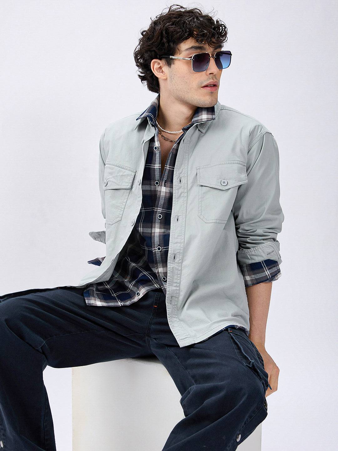 Super Soft Muted Mint Green Double Pocket Overshirt Buy only at ₹799