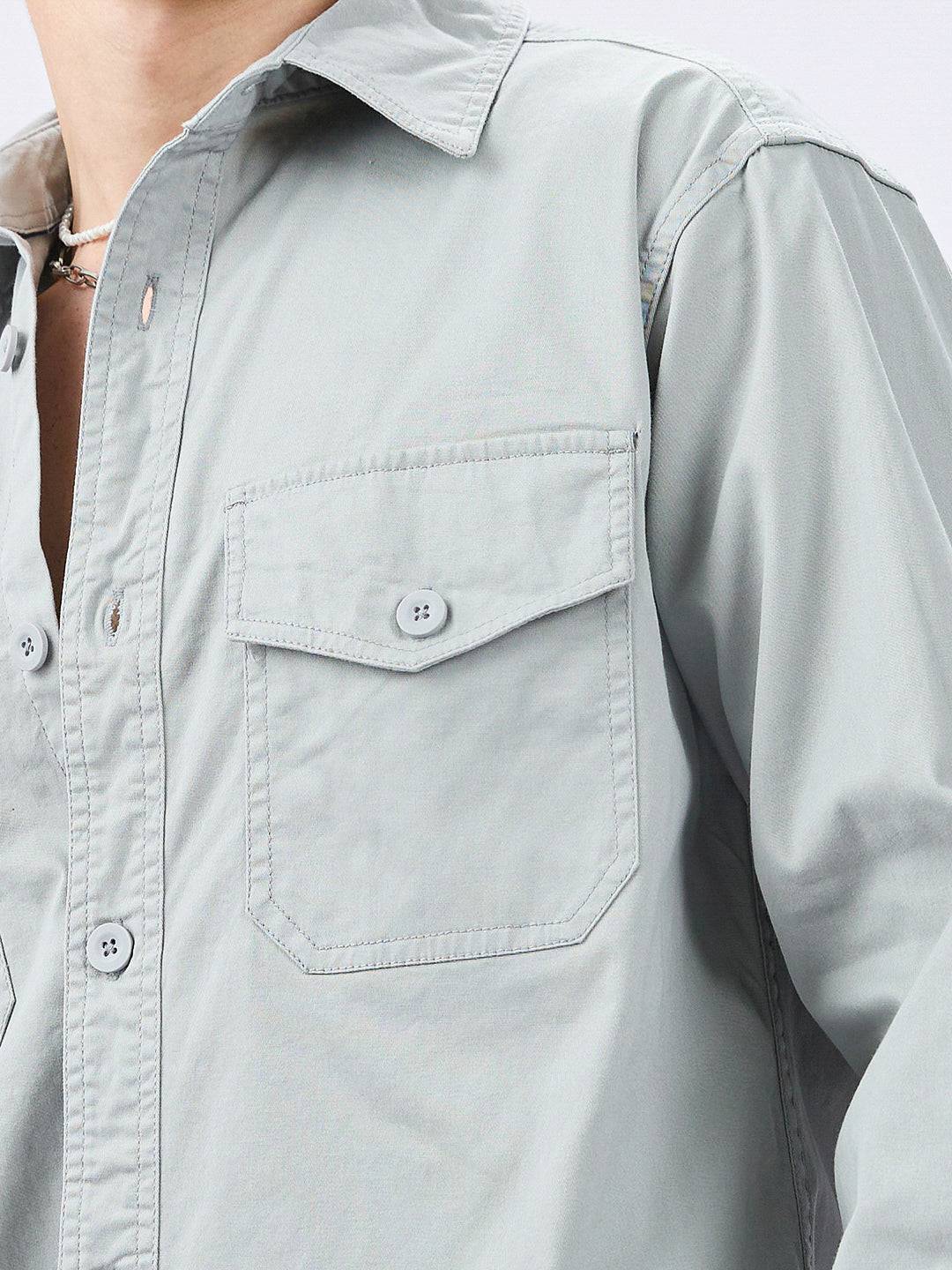 Super Soft Muted Mint Green Double Pocket Overshirt Buy only at ₹799