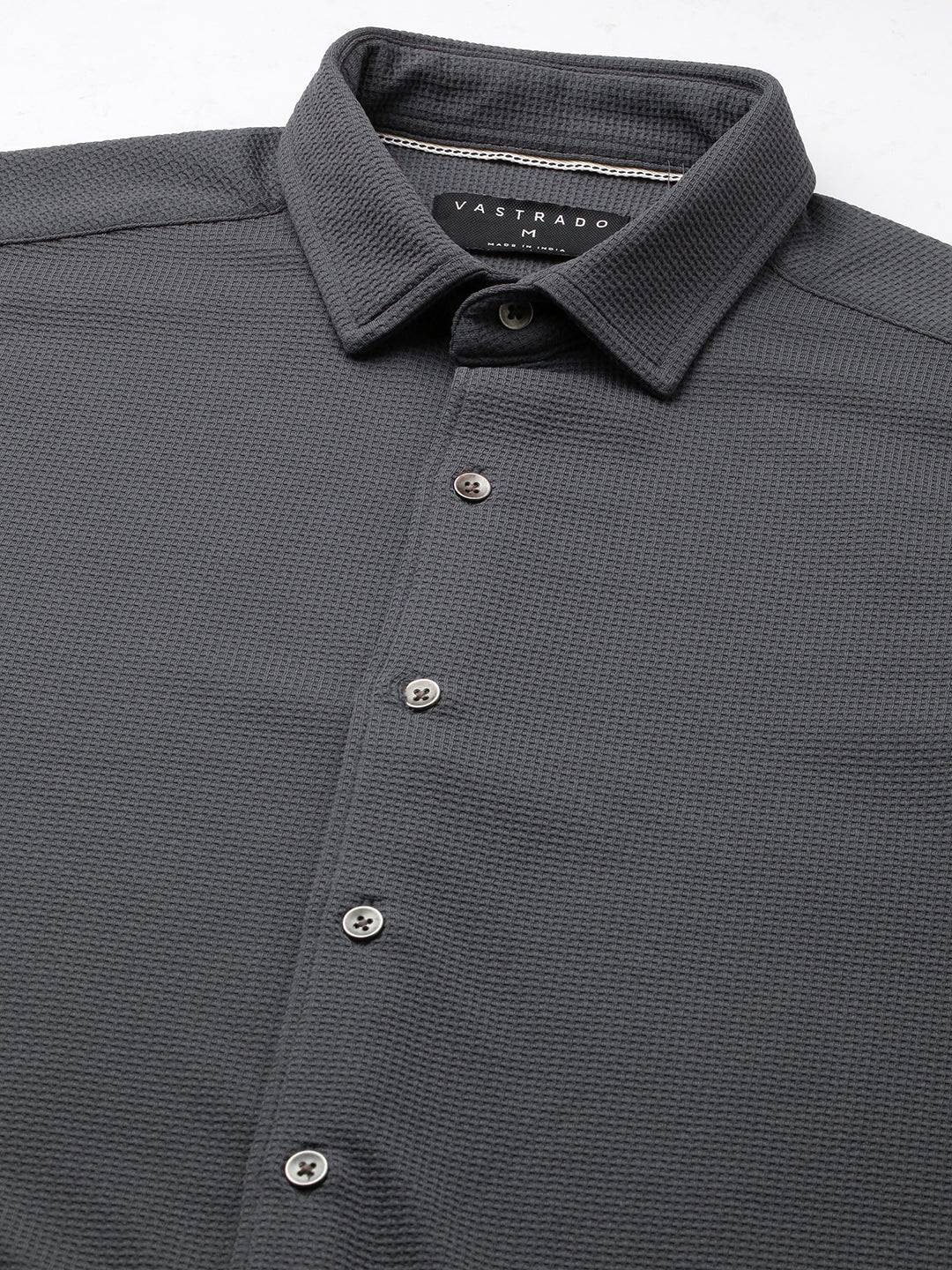 Porpoise Grey Textured Shirt Buy only at ₹699