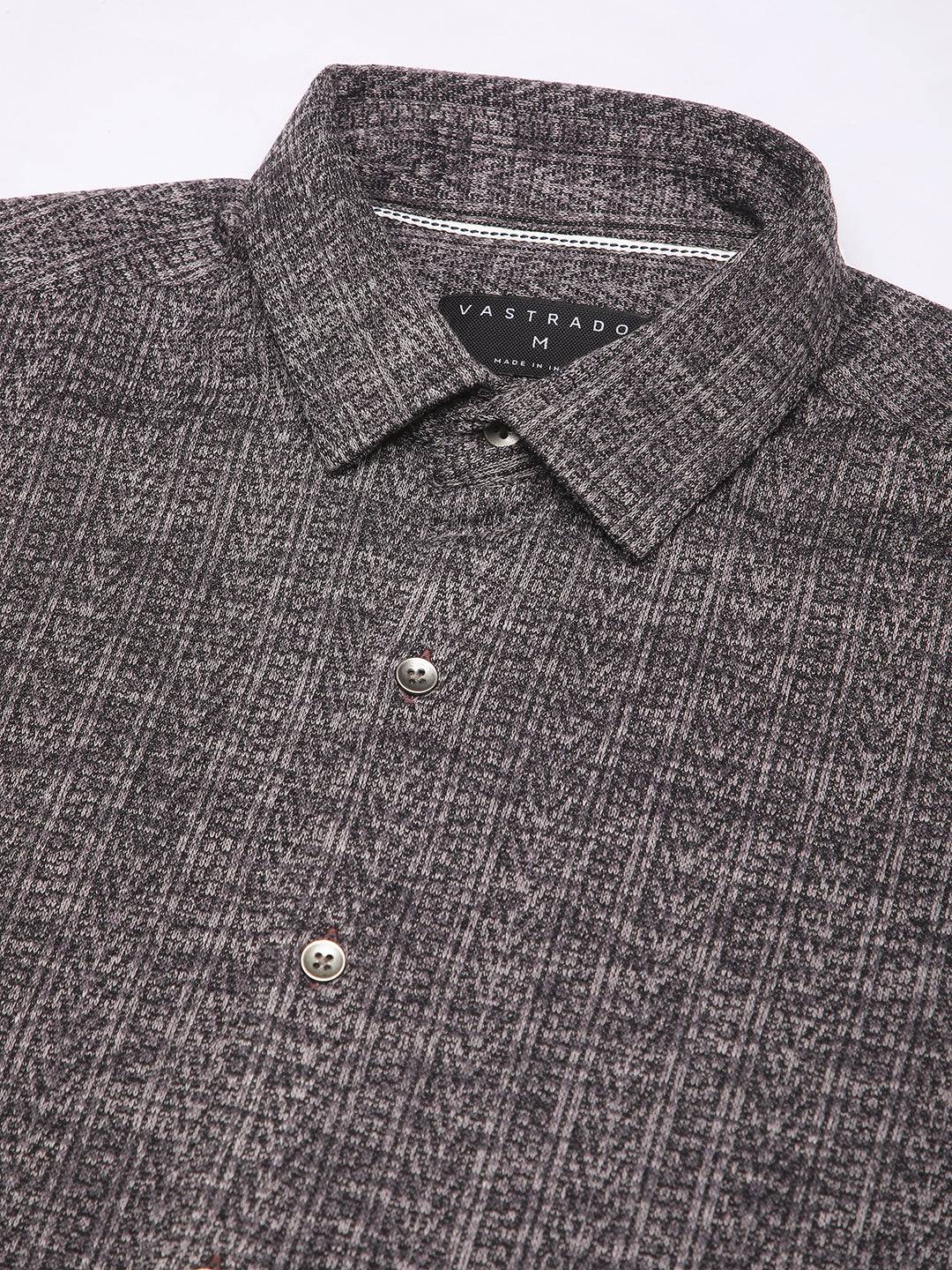 Purple Textured Knitted Shirt Buy only at ₹699