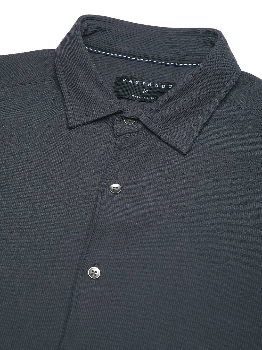 Dark Grey Textured Knitted Shirt Buy only at ₹699