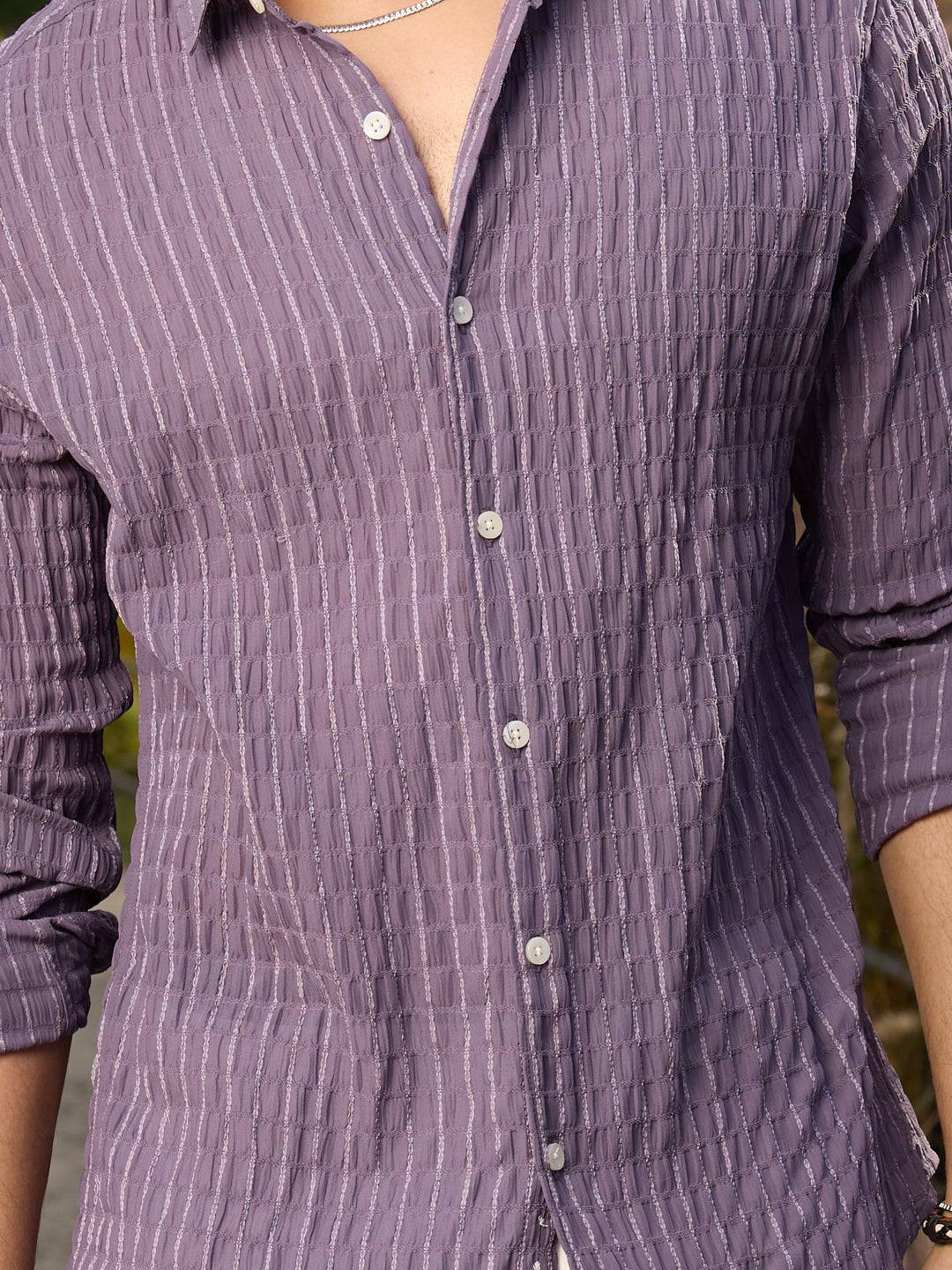 Exquisite Violet Checked Crinkled Shirt Buy only at ₹699