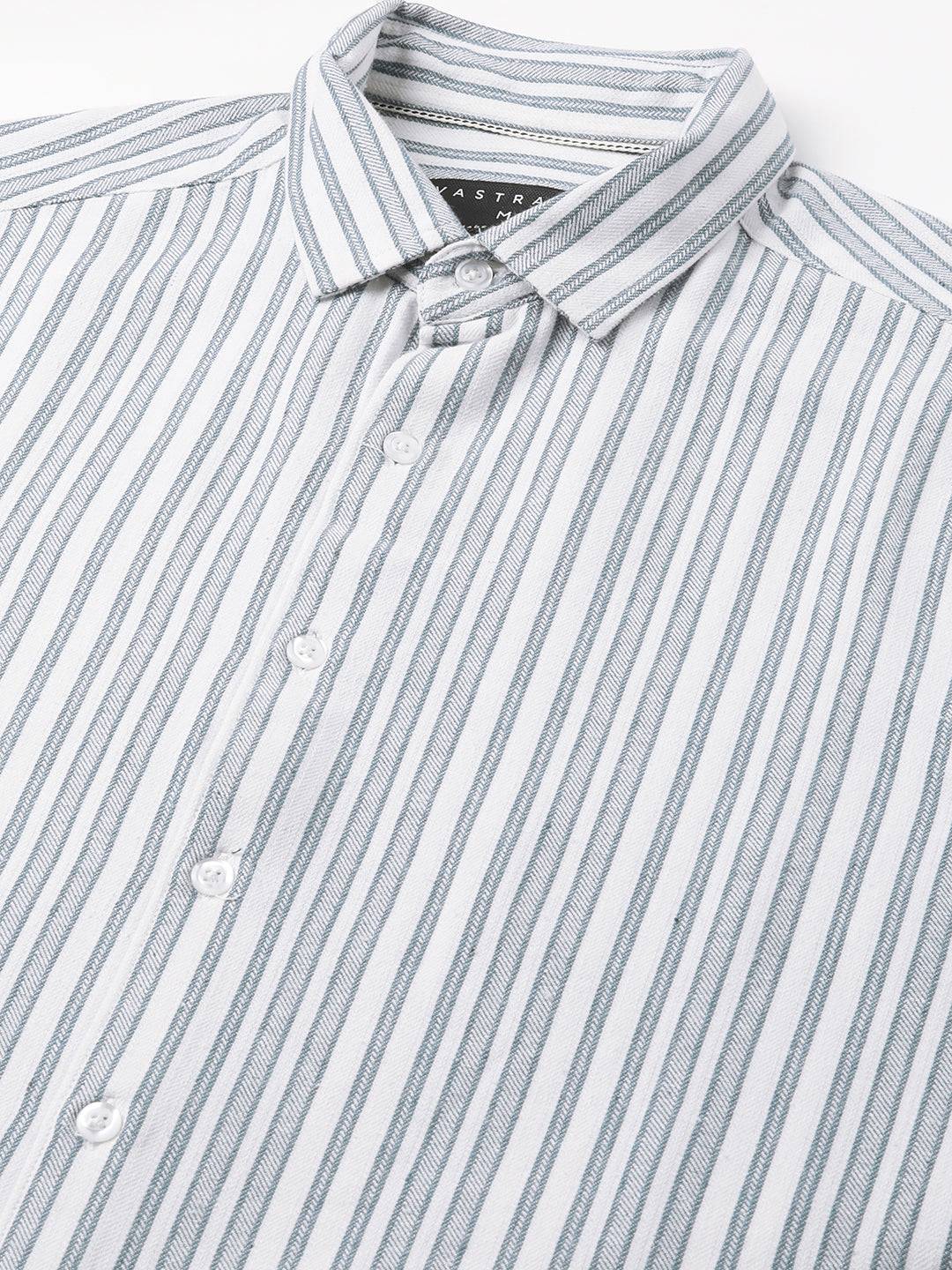 Blue & White Vertical Stripes Shirt Buy only at ₹699