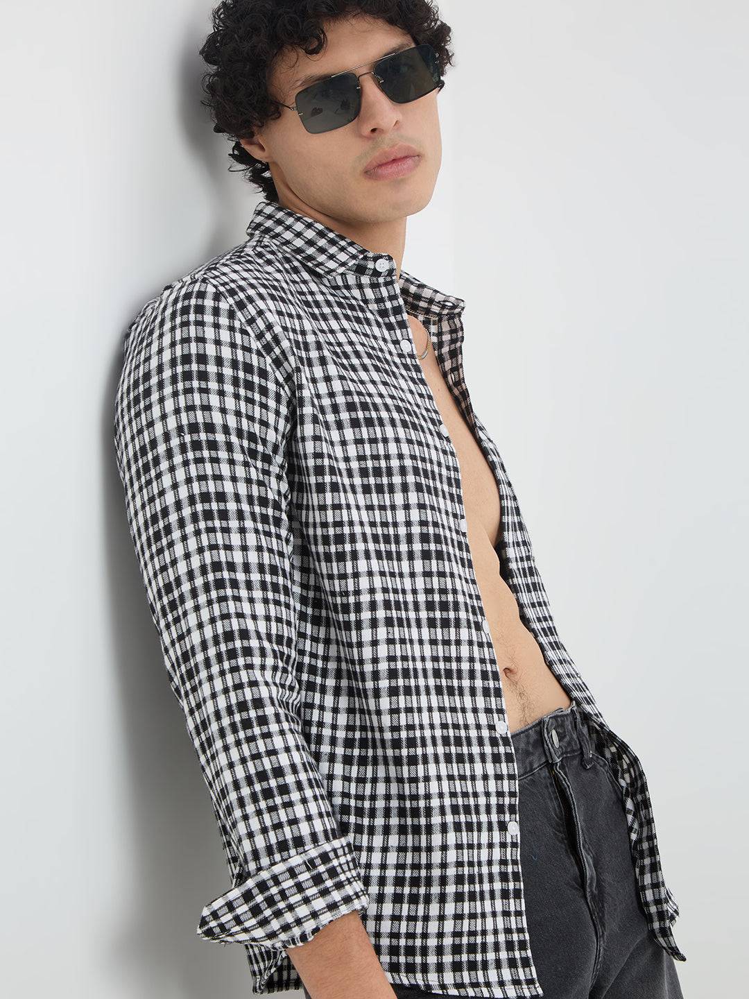 Timeless Black & White Checks Shirt Buy only at ₹699