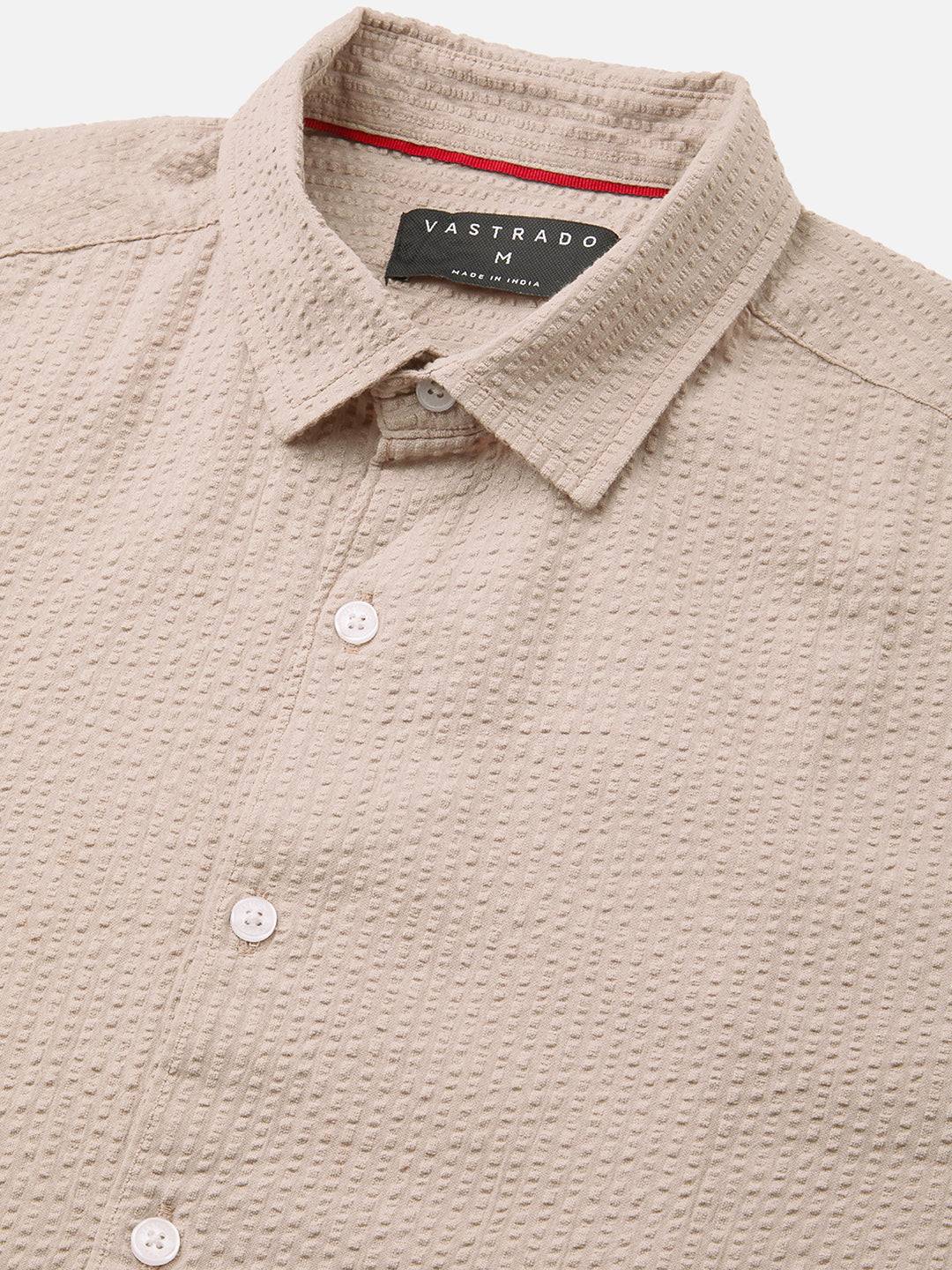 Light Taupe Brown Seersucker Shirt Buy only at ₹699