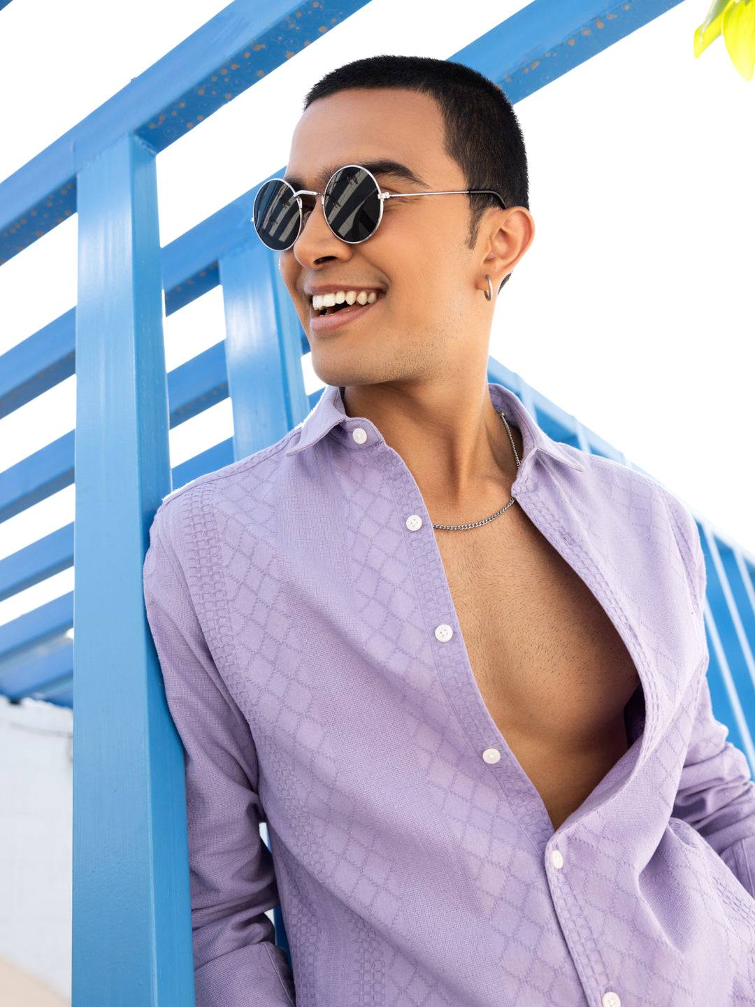 Diamond Weave Lilac Embroidery Shirt Buy only at ₹759