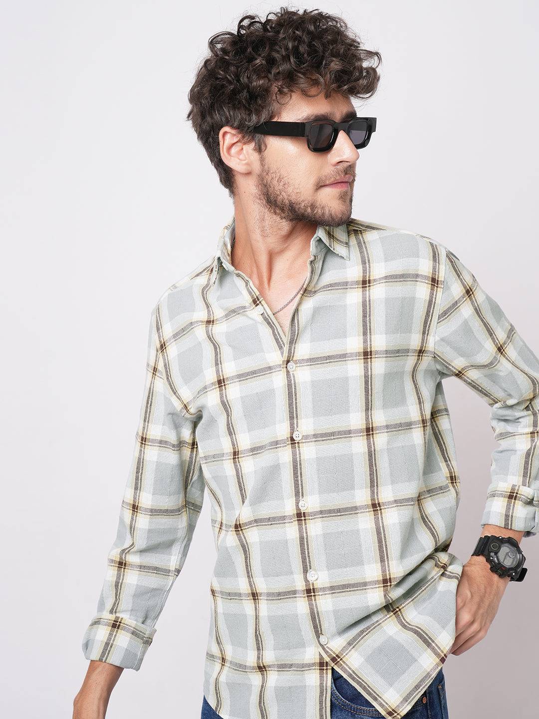 Multicolour Ember Plaid Checks Textured Shirt Buy only at ₹799
