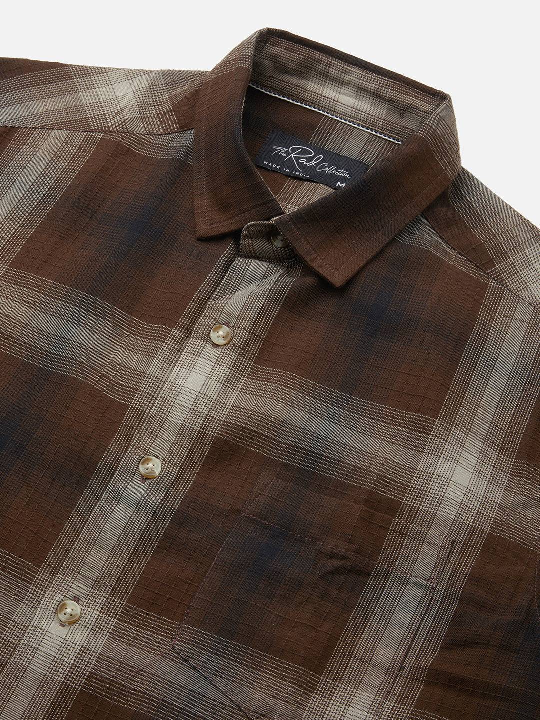 Spiffy Brunette Plaid Checkered Textured Shirt Buy only at ₹799
