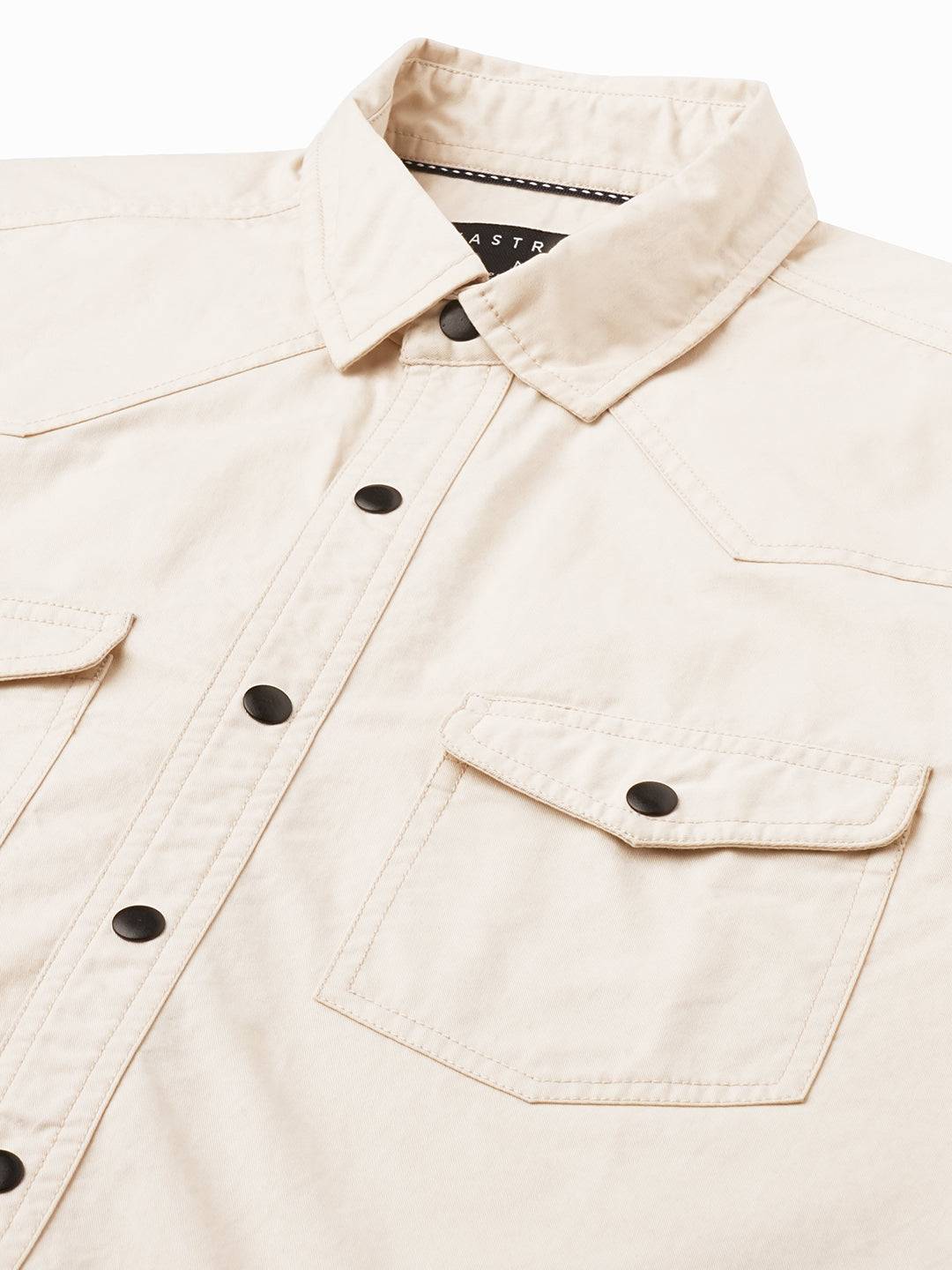 Elegant Beige Double Pocket Overshirt Buy only at ₹759