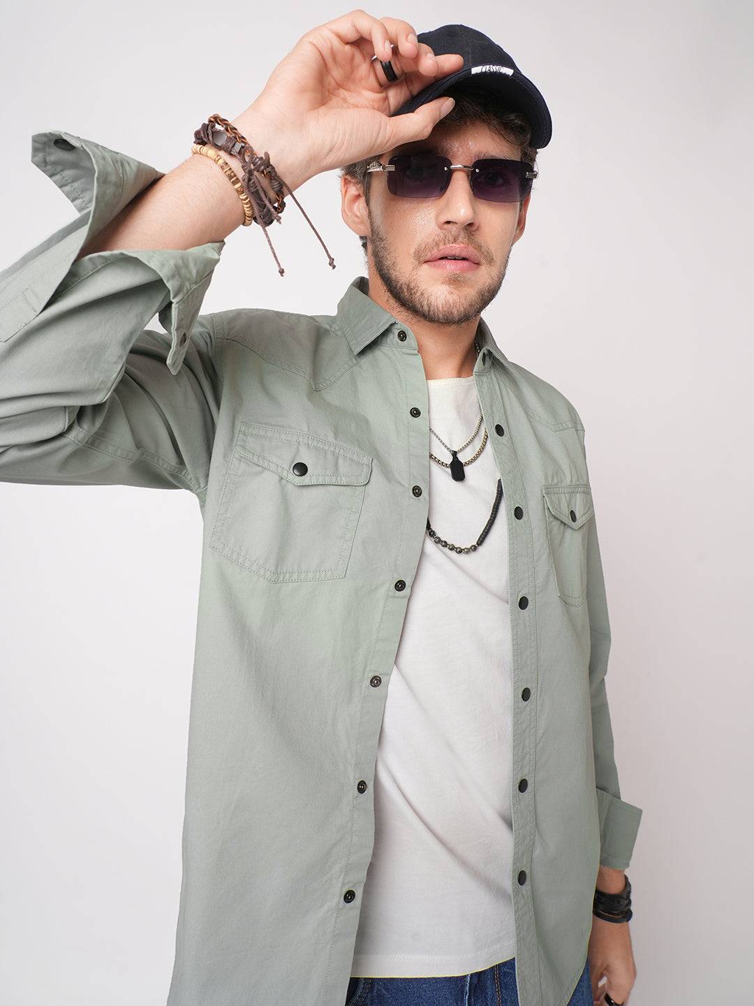 Trout Grey Canvas Double Pocket Overshirt Buy only at ₹759