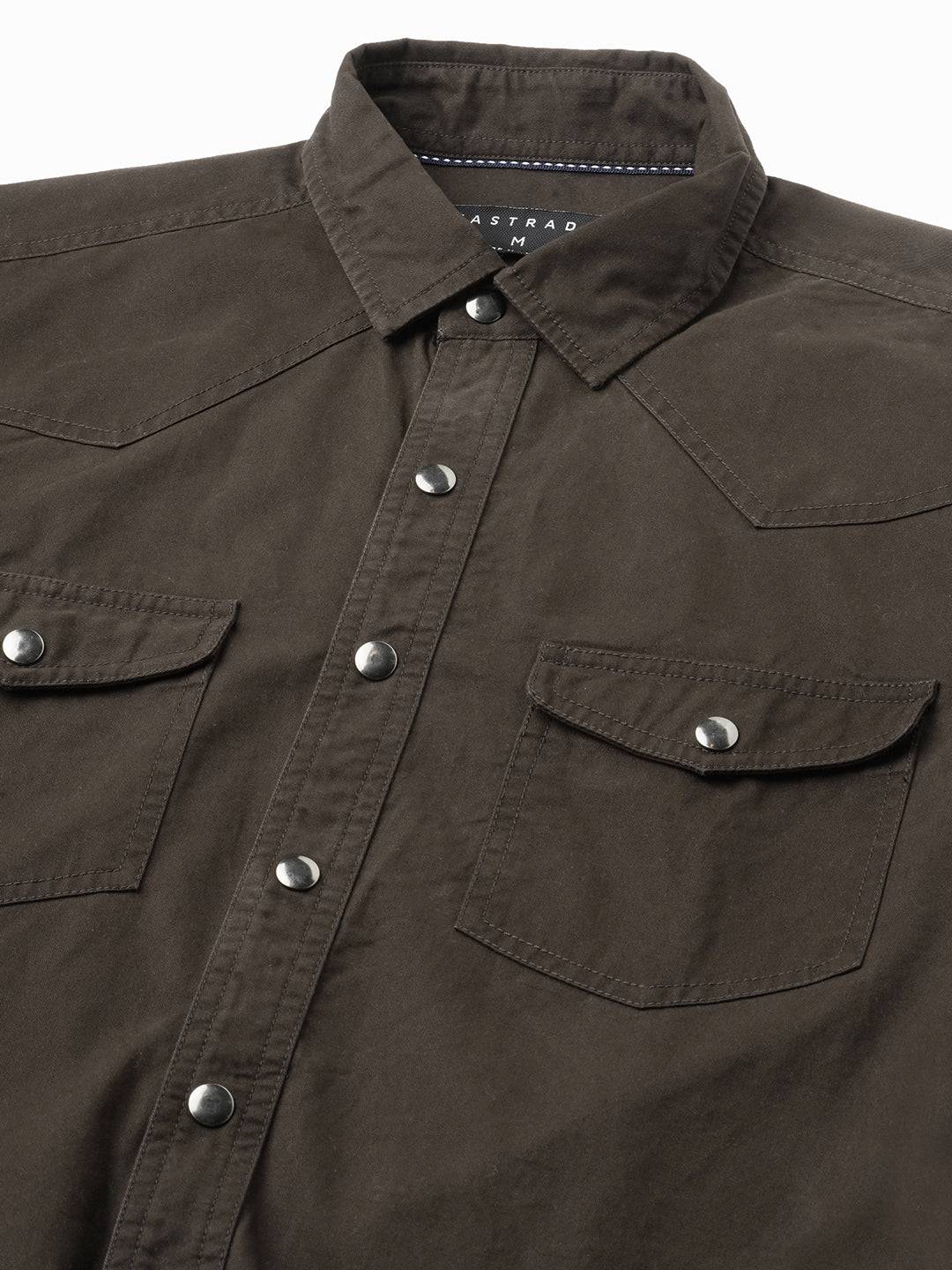 Smoked Cocoa Double Pocket Overshirt Buy only at ₹759