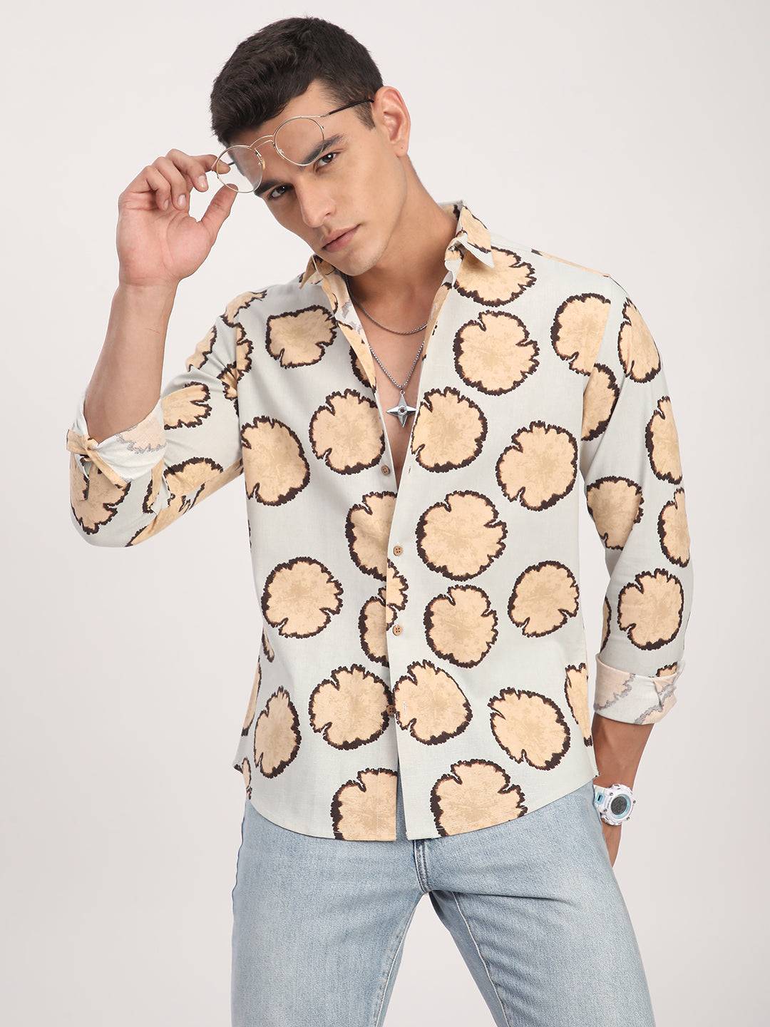 Sage Grey Botanical Bloom Shirt Buy only at ₹699