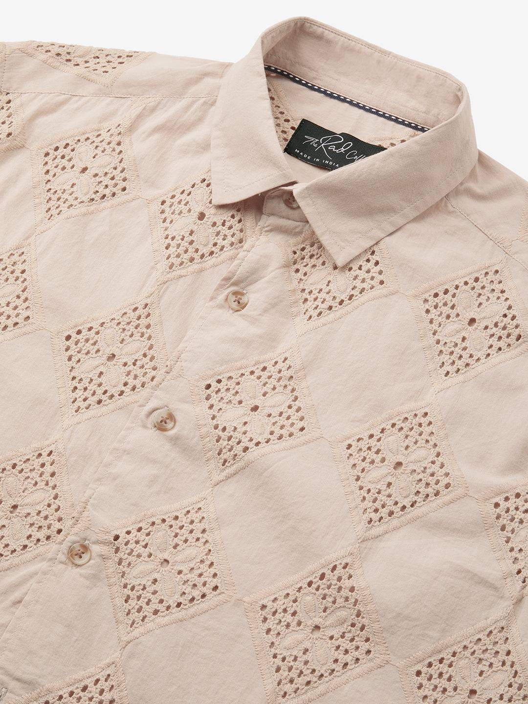 Beige Lozenge Schiffli Shirt Buy only at ₹999