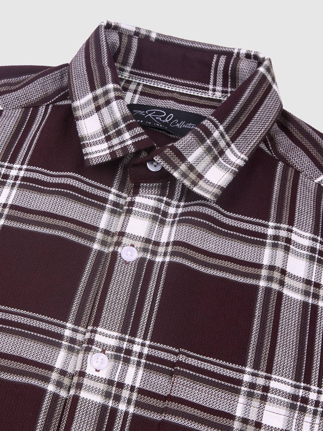 Premium Cotton Vintage Deep Wine Plaid Checks Shirt Buy only at ₹759