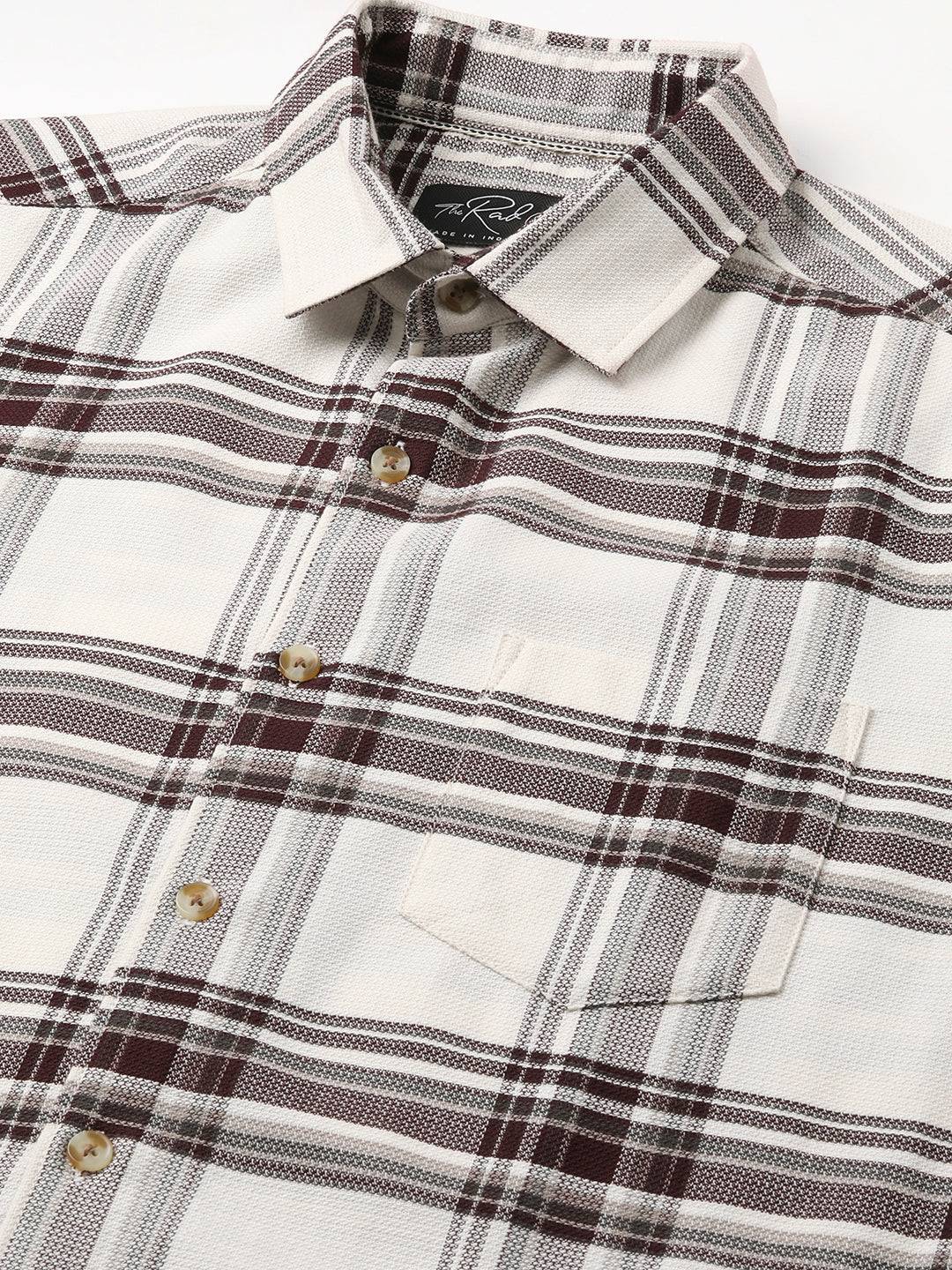 Premium Cotton Timeless White & Maroon Broad Checkered Shirt Buy only at ₹759