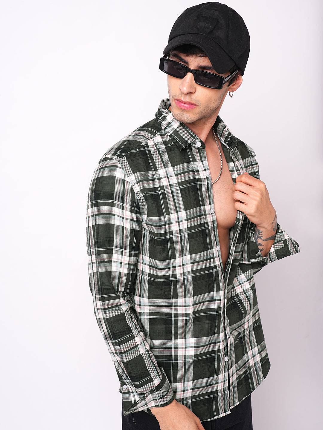 Premium Cotton Evergreen Plaid Checks Opulent Shirt Buy only at ₹759