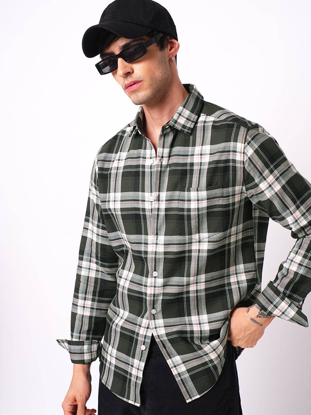 Premium Cotton Evergreen Plaid Checks Opulent Shirt Buy only at ₹759