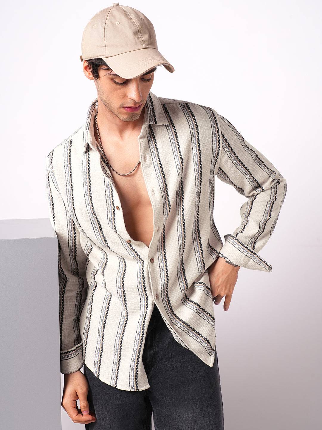 Off-White Parallel Play Striped Shirt Buy only at ₹759