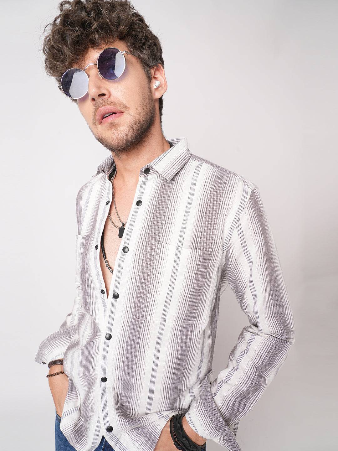 Contrast Echo Stripescape Double Pocket Shirt Buy only at ₹799