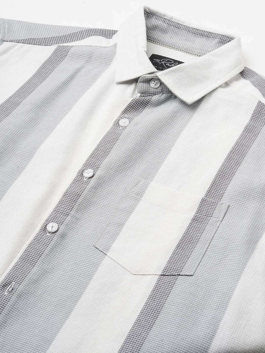 Premium Cotton Classic Dual Tone Broad Stripes Grey Shirt Buy only at ₹759