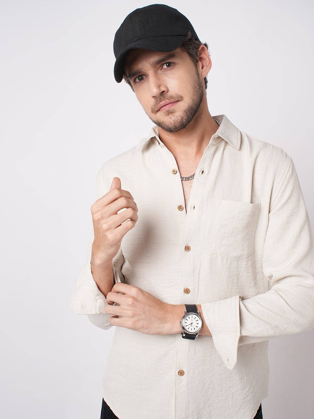 Stone Beige Everyday Crinkled Shirt Buy only at ₹659